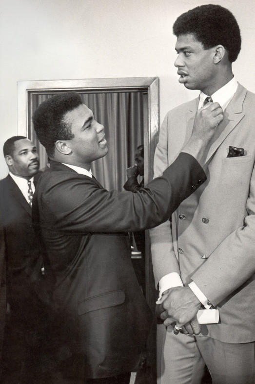 <b>Ali with Kareem Abdul-Jabbar, Cleveland, 1967</b>
                      <b>Kareem Abdul-Jabbar:</b>  "Muhammad Ali is the epitome of the concept of the living legend. He has inspired and thrilled generations of fans around the world as an athlete and humanitarian. Throughout his life he has been one of a kind. They truly threw away the mold when he was born. "<i>
                      Kareem Abdul-Jabbar is a retired American professional basketball player.</i> (Tony Tomsic–Sports Illustrated)