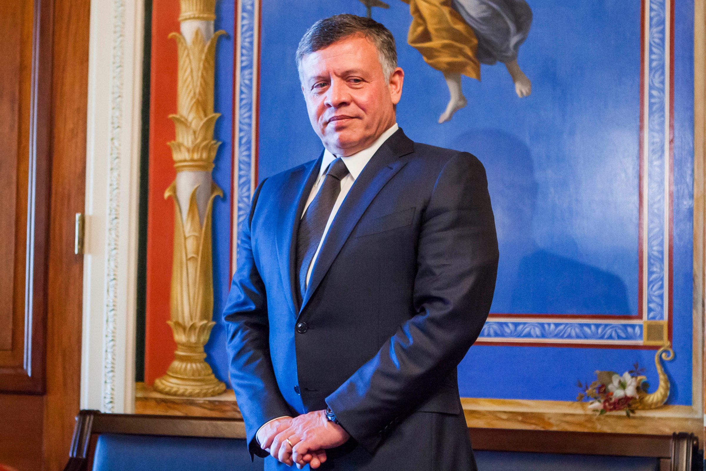 King Abdullah II of Jordan meets with members of the US Senate Appropriations Committee at the U.S. Captiol in Washington on Feb. 03, 2015.