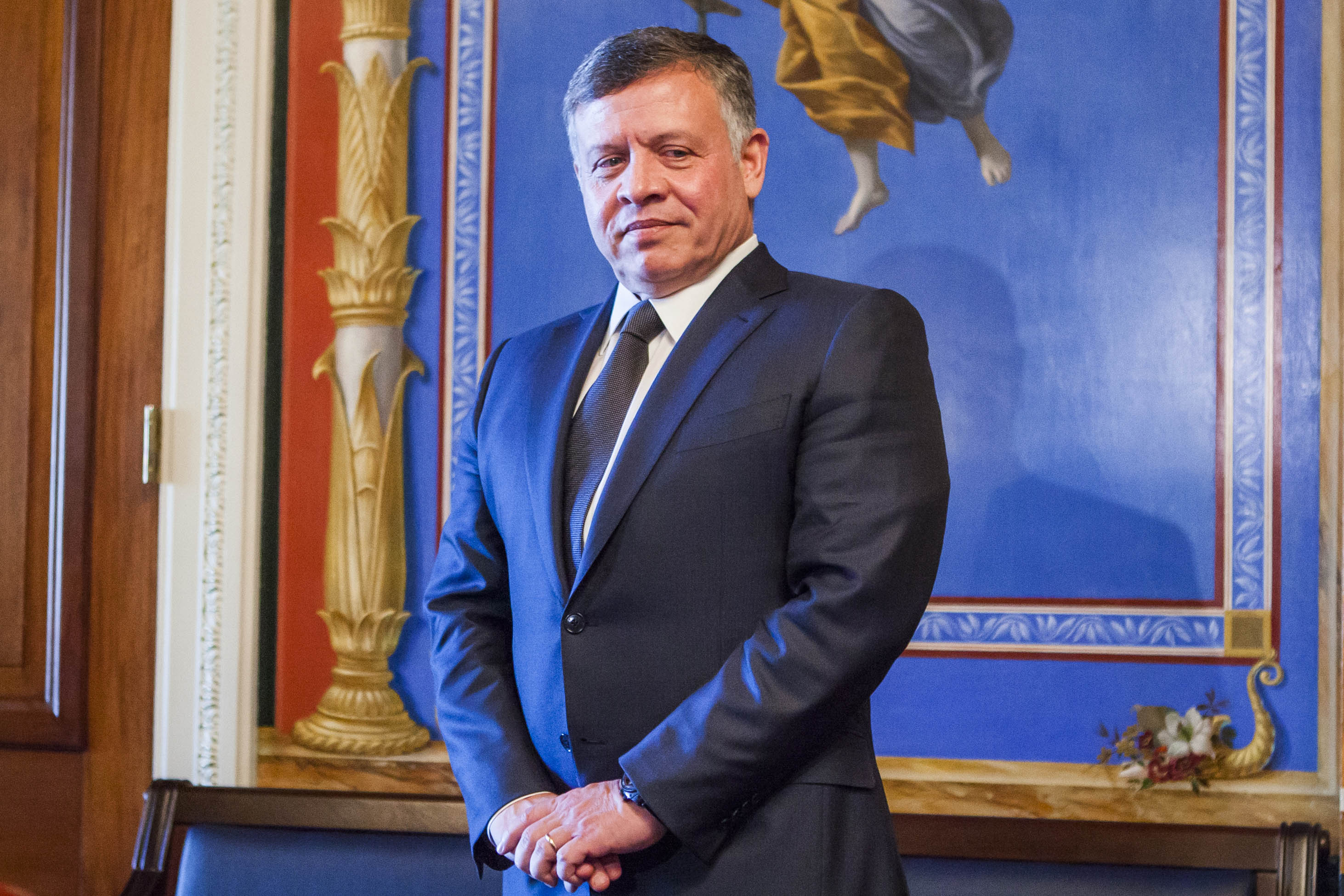 King Abdullah II of Jordan meets with members of the US Senate Appropriations Committee at the U.S. Captiol in Washington on Feb. 03, 2015.