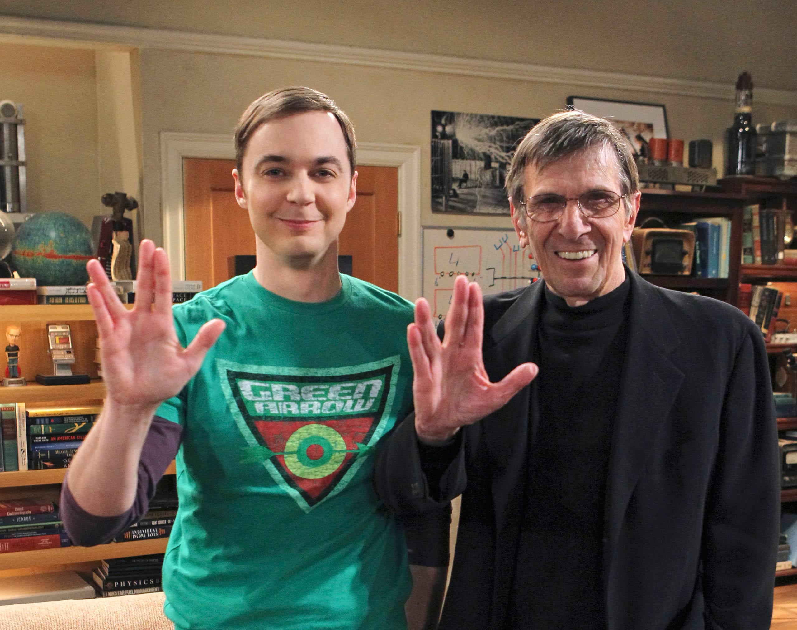 Leonard Nimoy guest stars in The Big Bang Theory.
