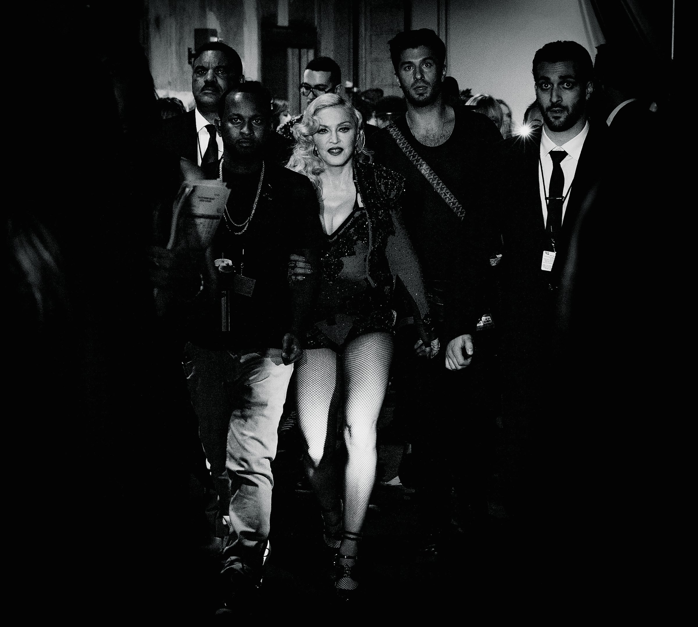 Hitting her stride: Madonna backstage at the 57th annual Grammy Awards on Feb. 8