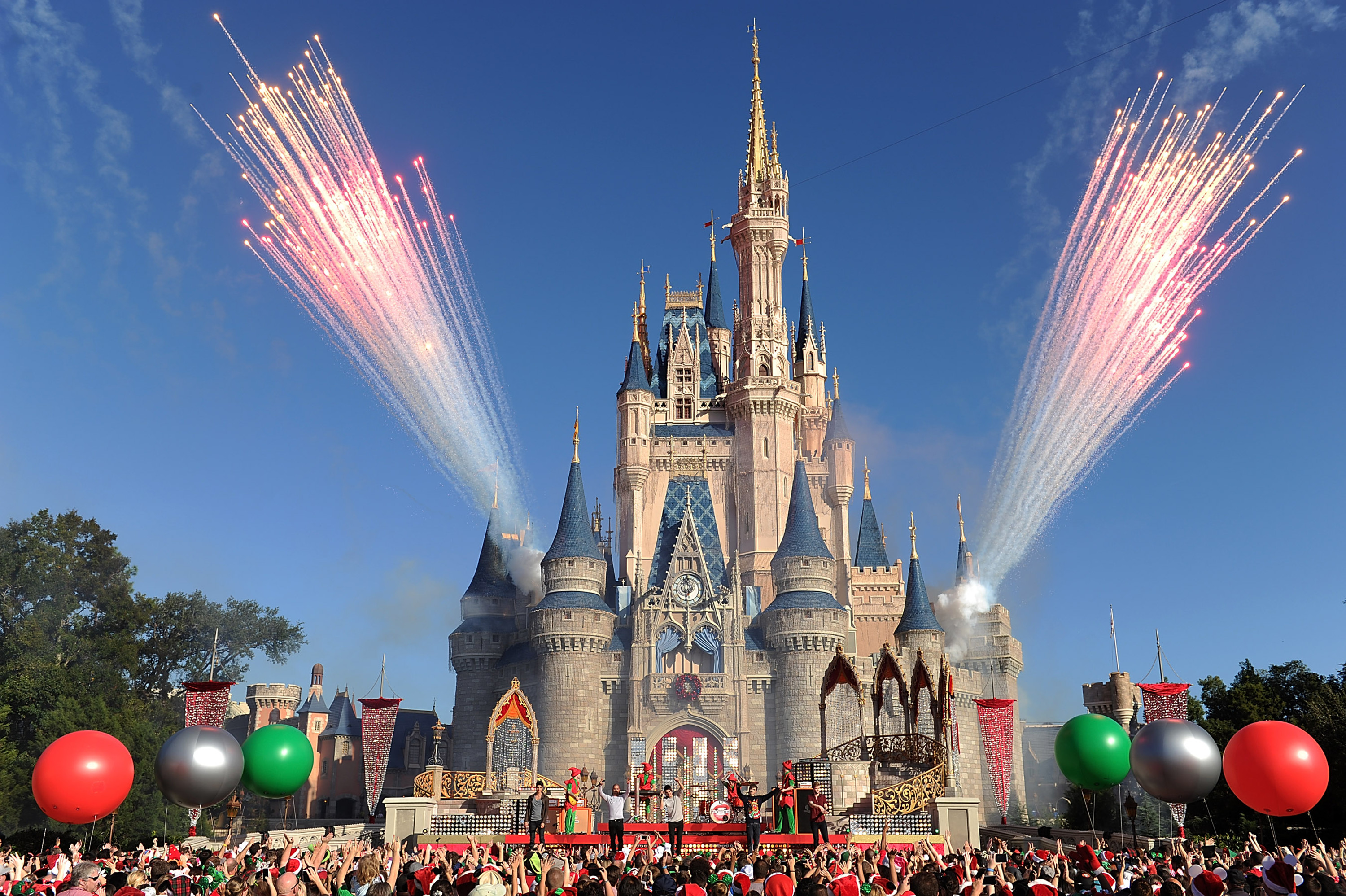 In this handout photo provided by Disney Parks, The Wanted performs while taping the Disney Parks Christmas Day Parade TV special on Dec. 6, 2013 at the Magic Kingdom park at Walt Disney World Resort in Lake Buena Vista, Fla. (Handout&mdash;Getty Images)