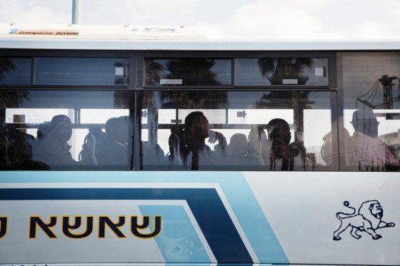 Once a week there is a bus that transports new detainees to Holot detention center in the Negev desert. They have all received an “invitation” and if they don’t comply they will be arrested and sent to a closed prison.