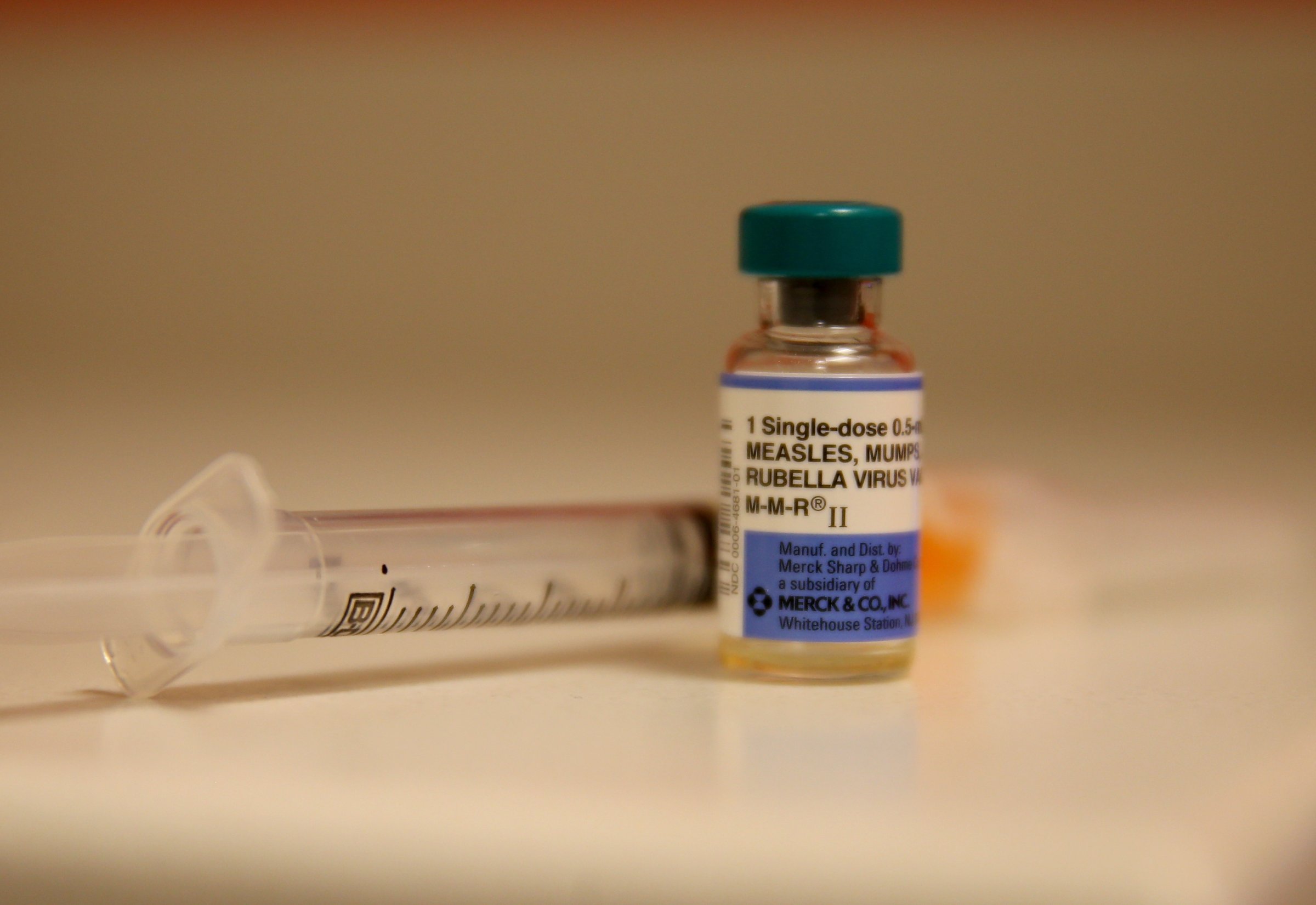 A bottle containing a measles vaccine is seen at the Miami Children's Hospital on Jan. 28, 2015 in Miami, Florida.