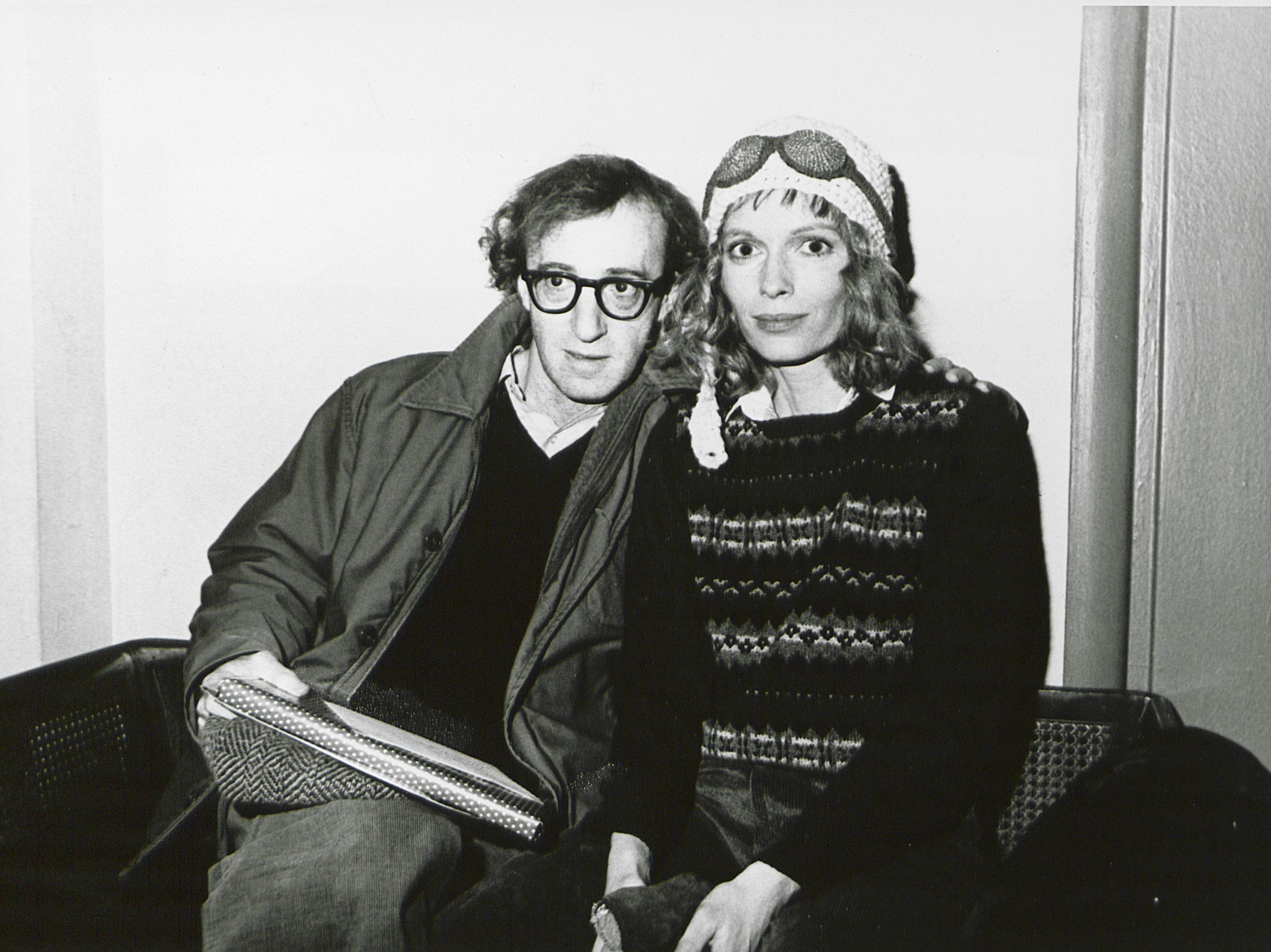 Woody Allen with Mia Farrow, circa 1985.