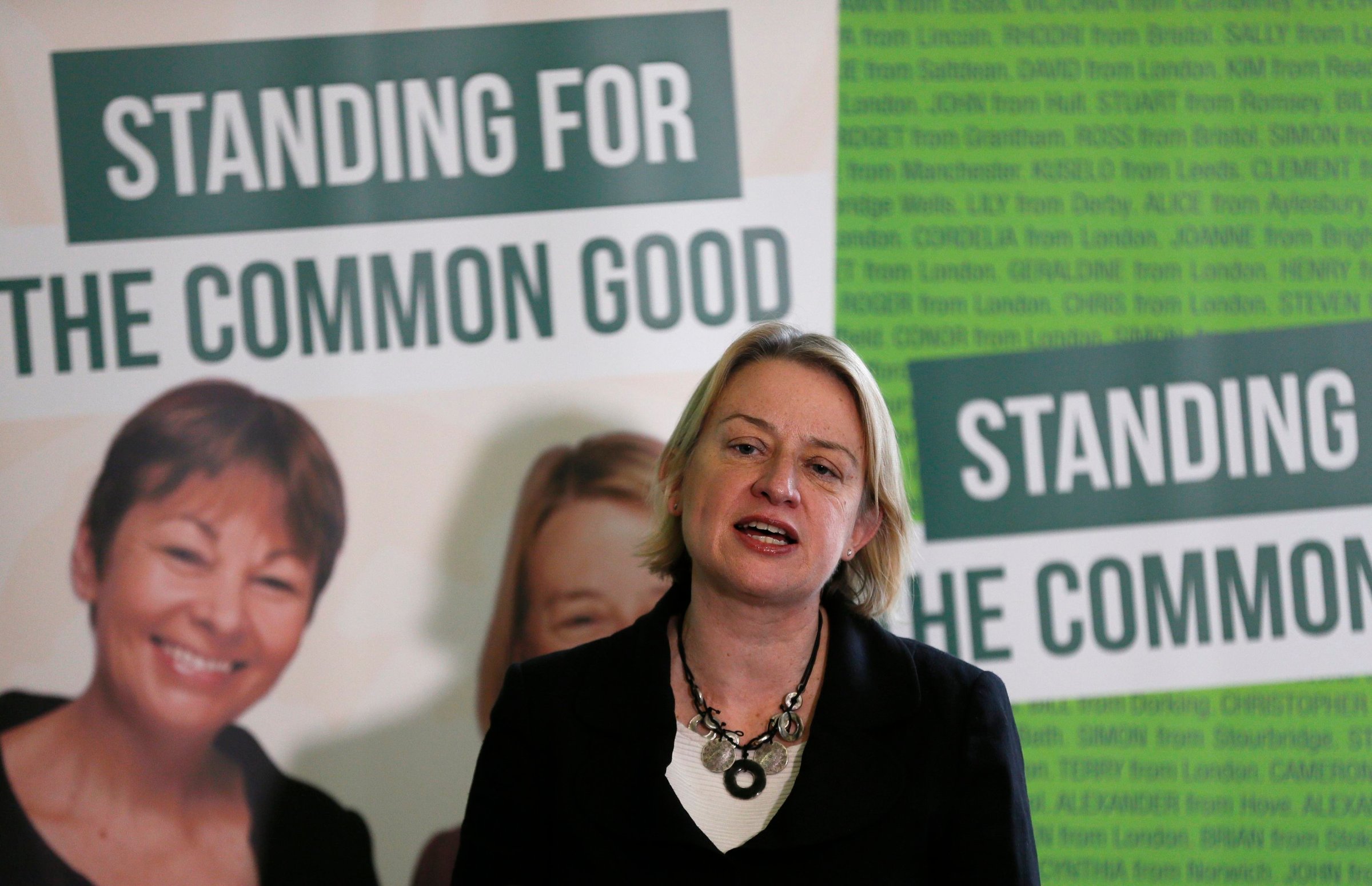 Britain's Green Party leader Natalie Bennett speaks during the party's general election campaign launch in central London