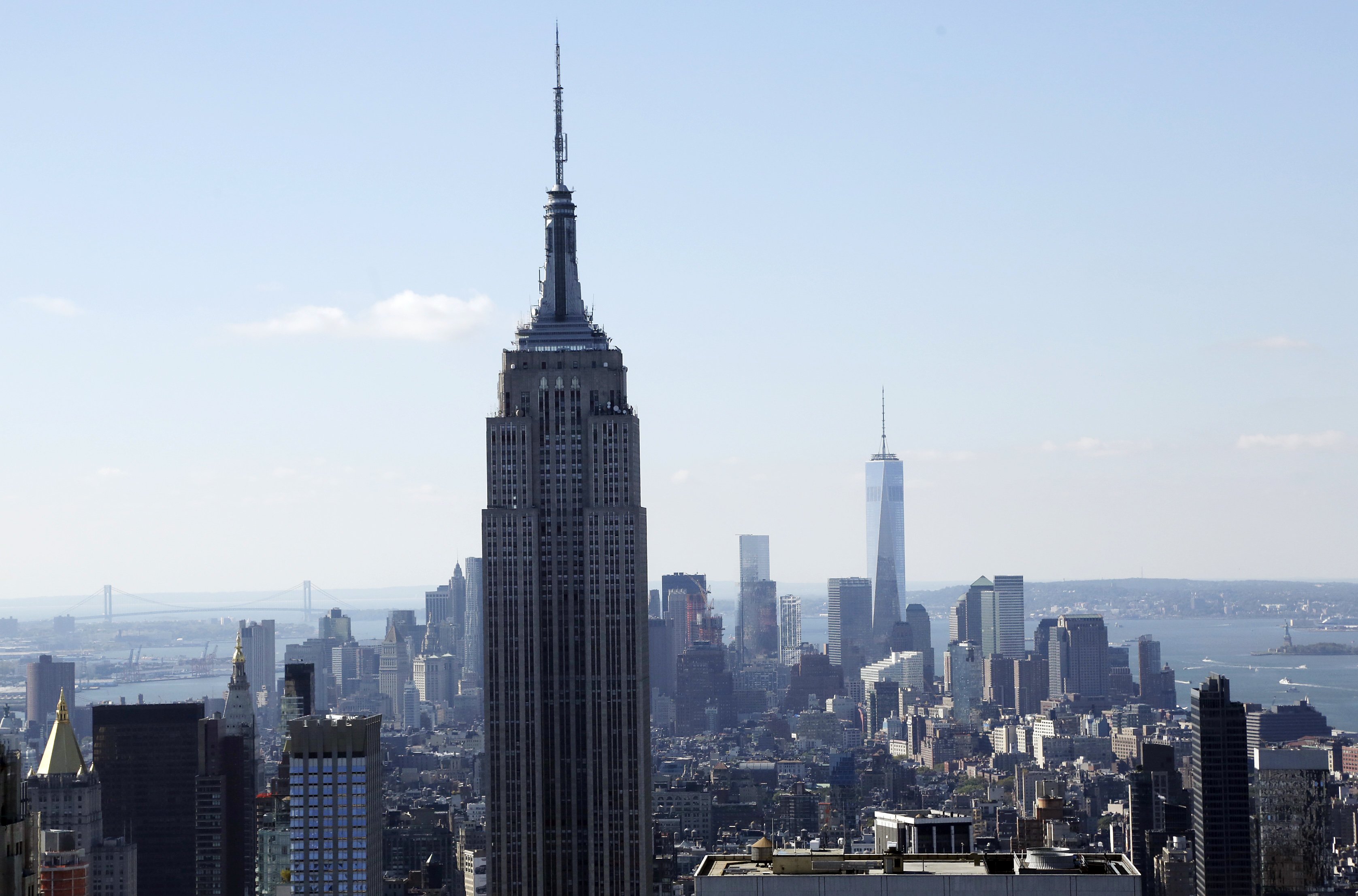 The Empire State Building and the Manhattan skyline on Oct. 5, 2014. (Mark Lennihan—AP)