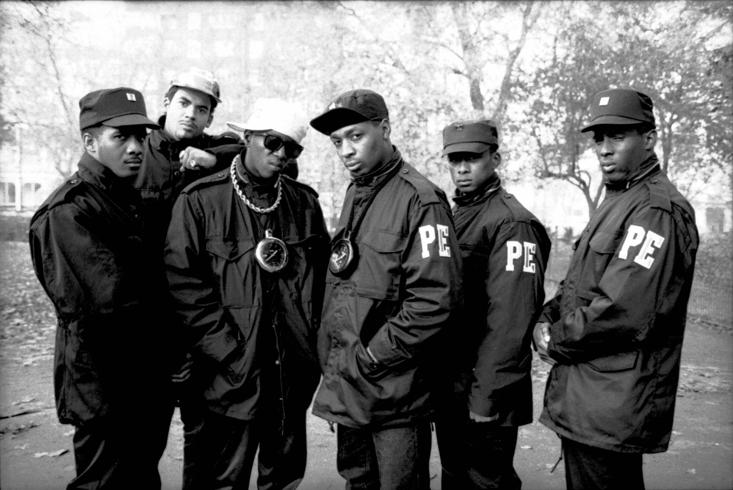 Photo of Flavor FLAV and Chuck D and PUBLIC ENEMY