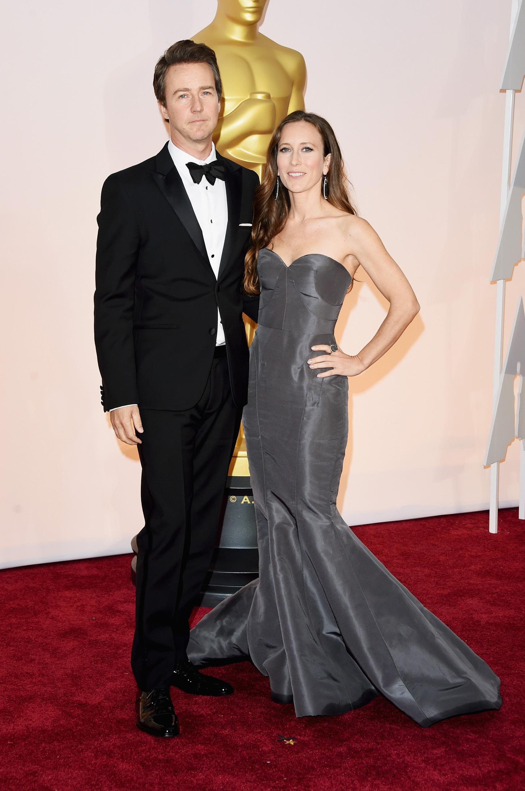 Ed Norton and Shauna Robertson attend the 87th Annual Academy Awards on Feb. 22, 2015 in Hollywood, Calif.