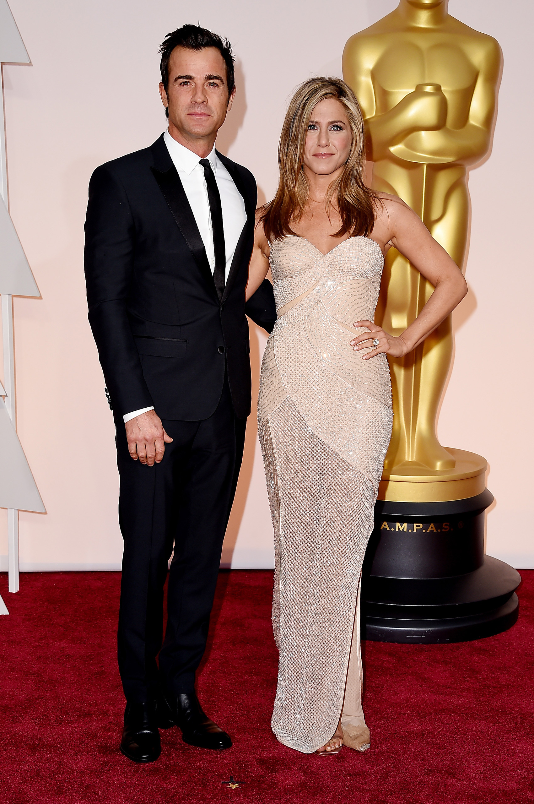 Justin Theroux and Jennifer Aniston attend the 87th Annual Academy Awards on Feb. 22, 2015 in Hollywood, Calif.