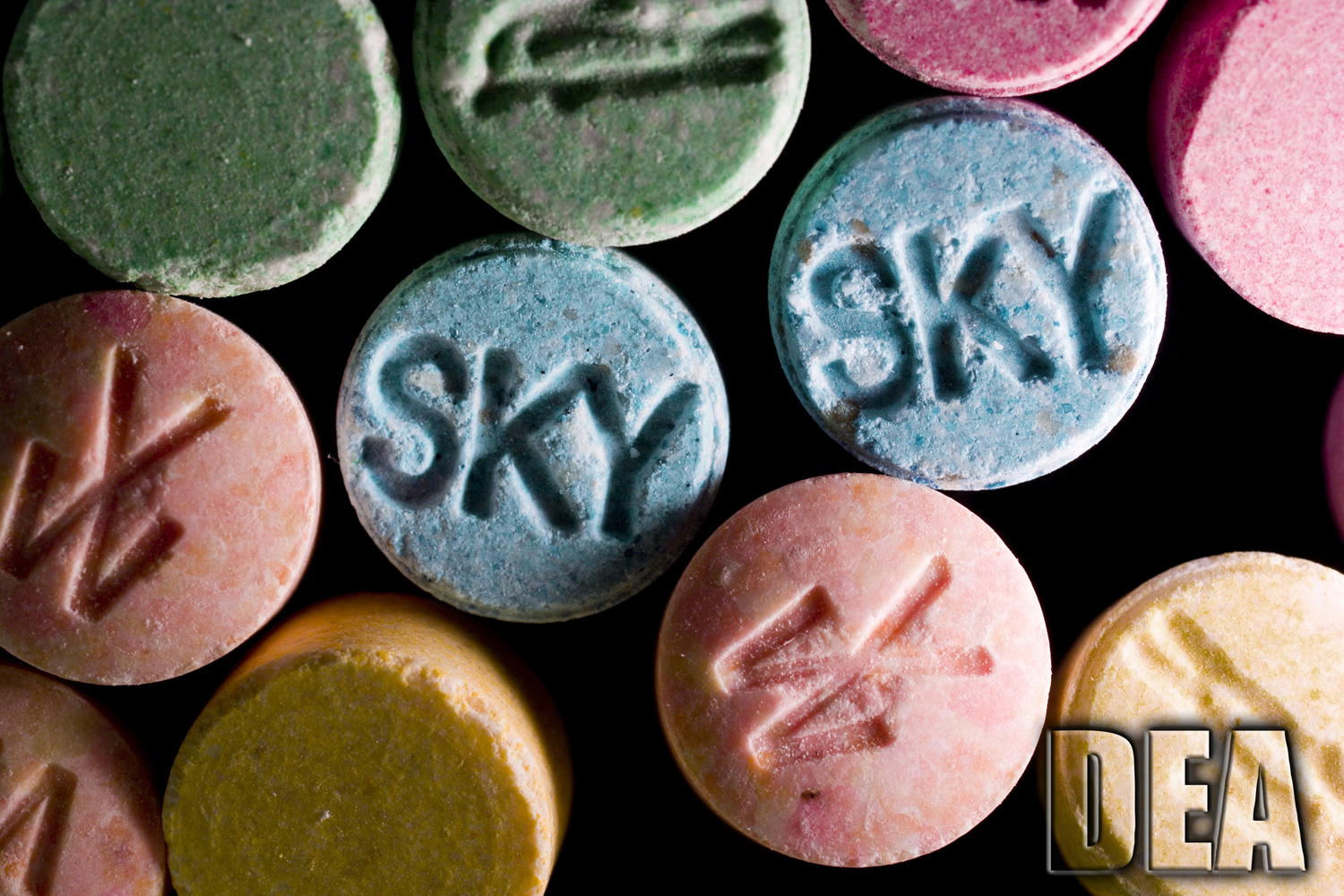 Undated handout of ecstasy pills, which contain MDMA as their main chemical