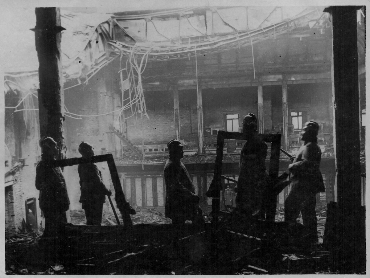 Firemen surveying the ruins following the Reichstag fire in Germany, 1933. (FPG / Getty Images)
