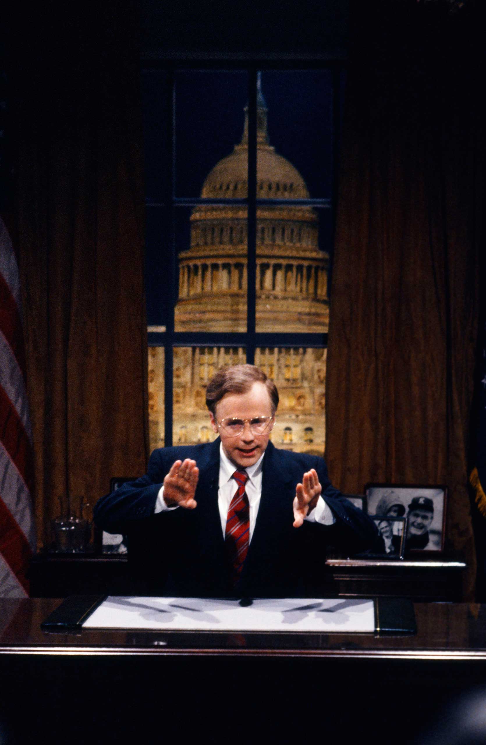 Dana Carvey as President George Bush during the 'Cuomo's Name' skit on Nov. 10, 1990.