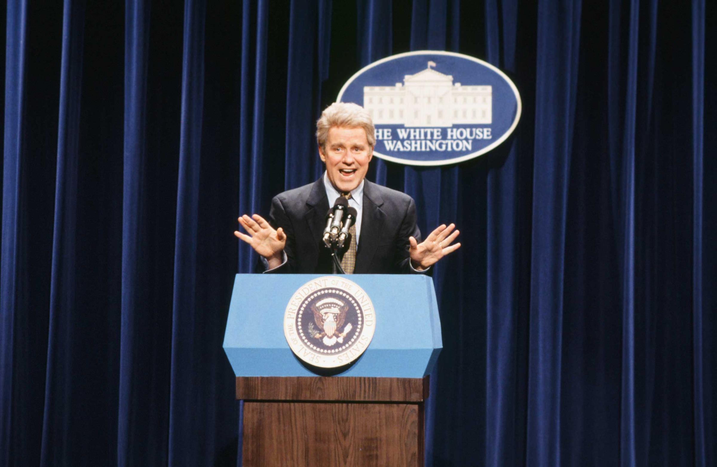 Phil Hartman as Bill Clinton during "Press Conference" skit on March 12, 1994.