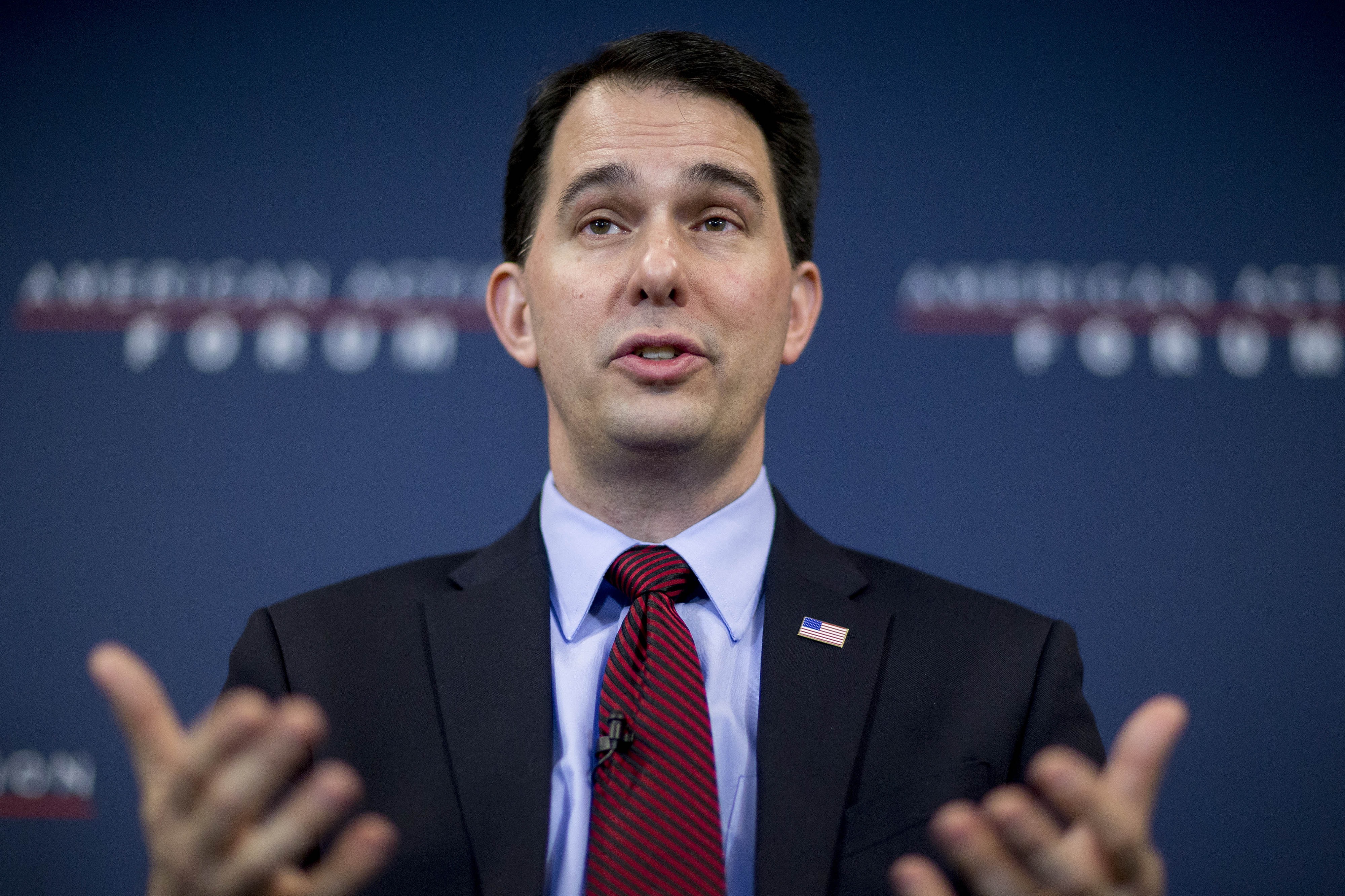 Scott Walker governor of Wisconsin speaks during a panel discussion at the American Action Forum in Washington, D.C. on Jan. 30, 2015. (Bloomberg/Getty Images)