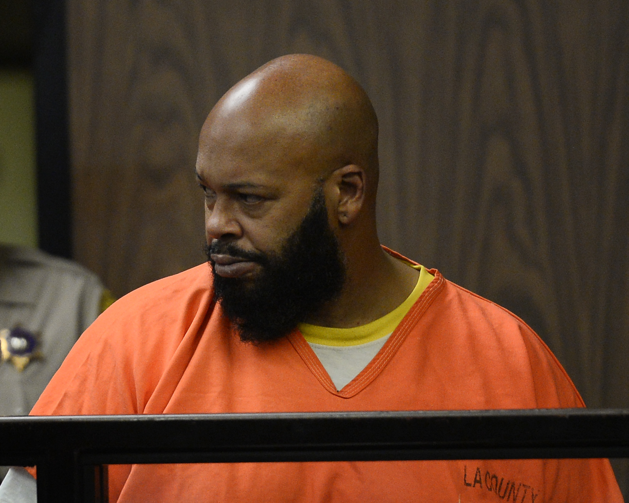 Marion "Suge" Knight appears in a court during his arraignment, Tuesday, Feb. 3, 2015 in Compton, Calif.