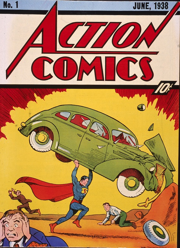 Cover illustration of the comic book Action Comics No. 1 featuring the first appearance of the character Superman, June 1938 (Hulton Archive / Getty Images)