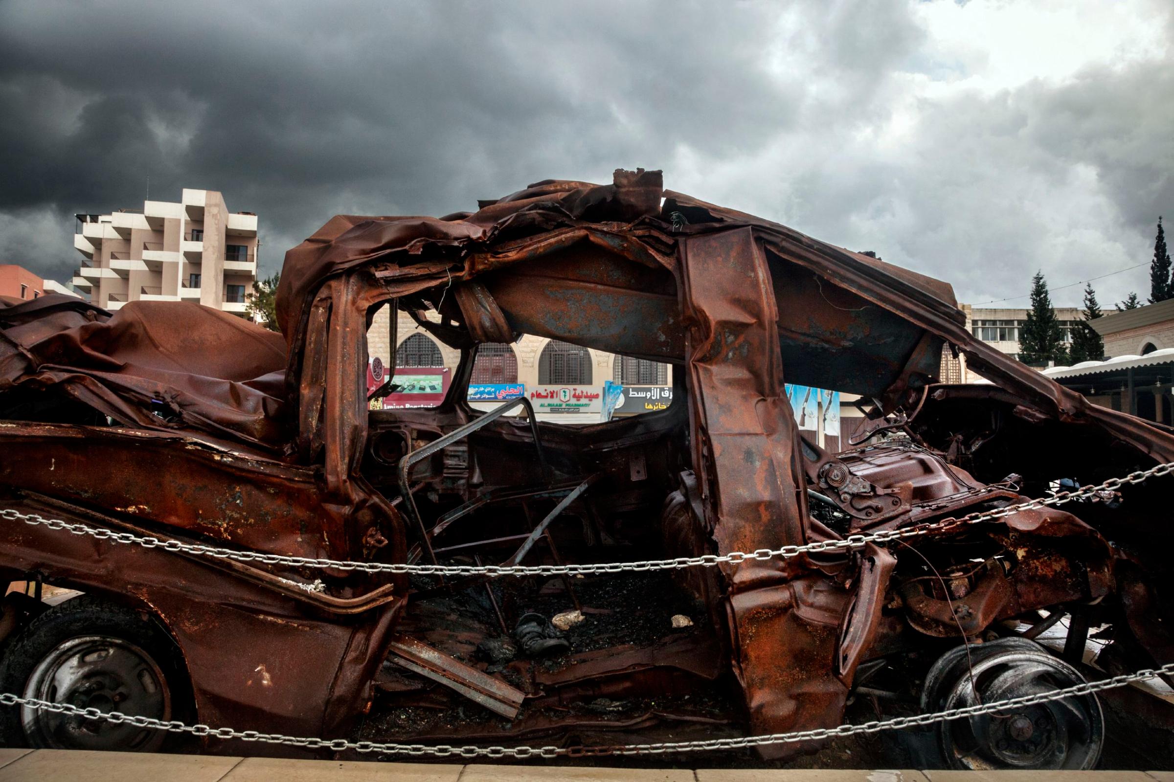 On 23 August 2013 two mosques were bombed in Tripoli, Lebanon. 47 were killed and five hundred injured in what has been called the "biggest and deadliest" bombing in Tripoli since the end of Lebanon's civil war. This is what remains of a blasted car, it has become a monument in memory of the victims. It was built in front of the Mosque Al-Taqwa.Tripoli Lebanon November/December 2014