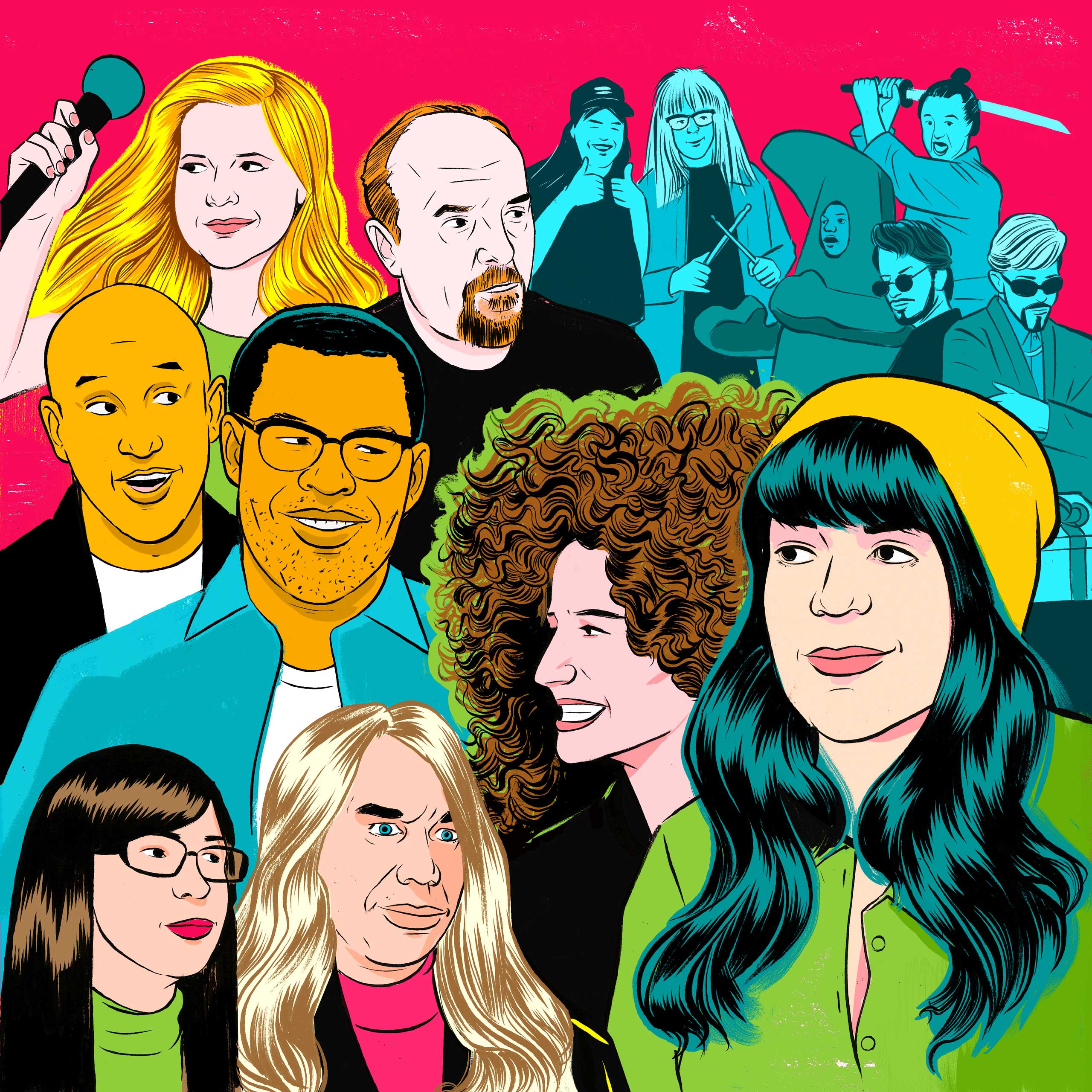 As the ghosts of SNL past recede, today's vital TV comics can be found on the likes of Inside Amy Schumer, Louie, Key and Peele, Portlandia and Broad City. (Illustration by Alex Fine For TIME)