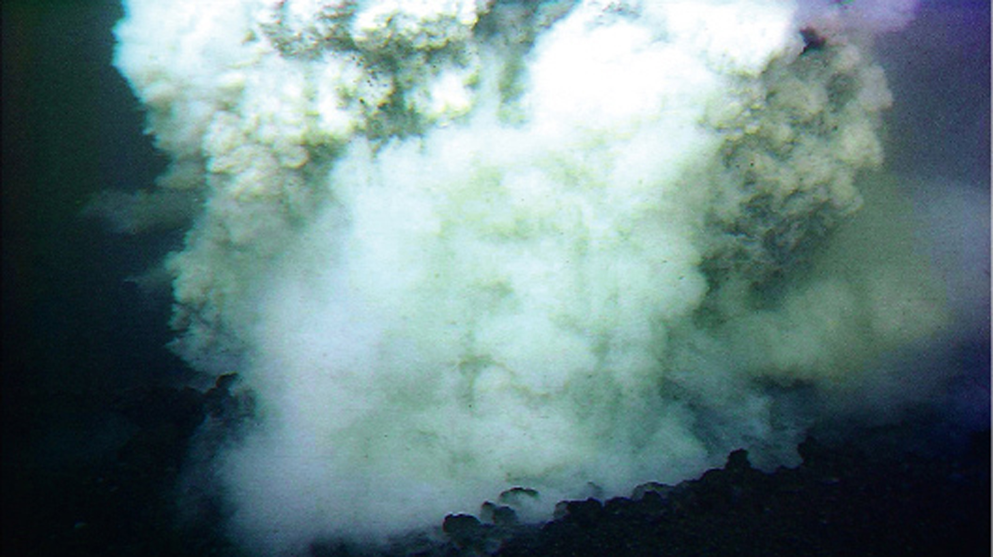 An underwater volcanic erupts in the Pacific Ocean