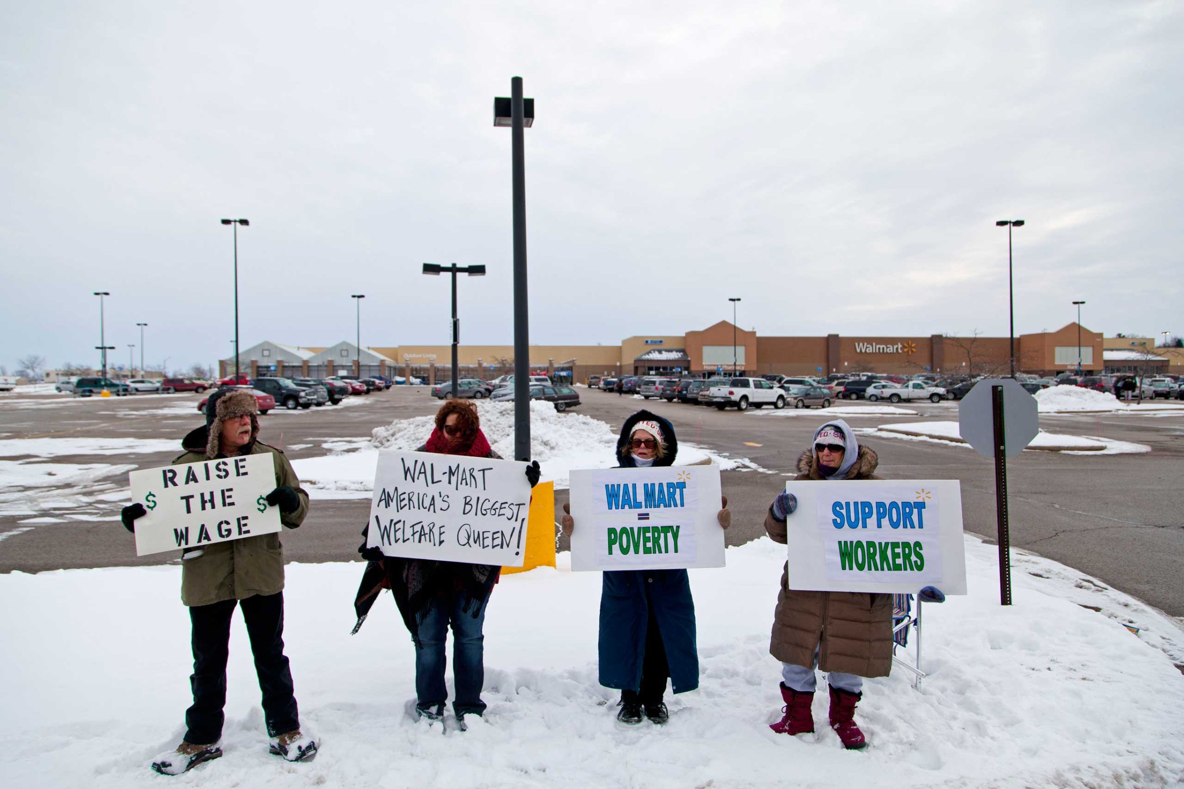 Protestors outside of the Watertown Walmart on Black Friday, Nov. 28, 2014 in Watertown, Wis.