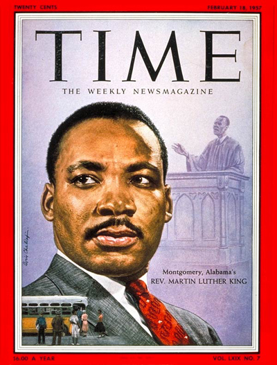 King's first appearance on the cover of TIME, on Feb. 18, 1957 (Cover Credit: BORIS CHALIAPIN)