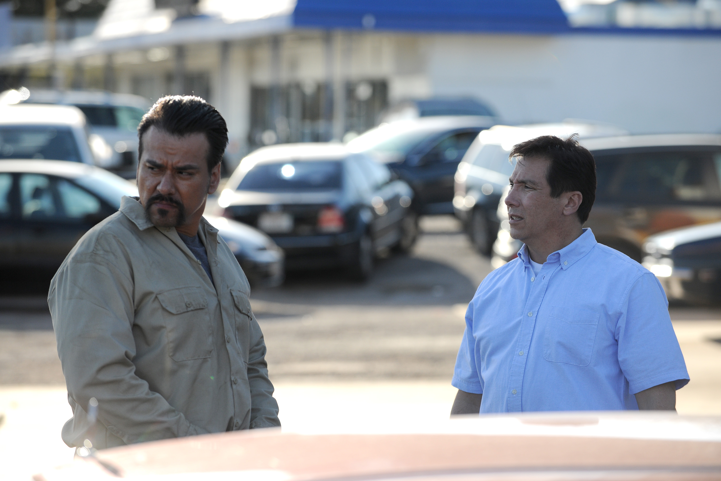 Martinez, right, with Eddie Banks in American Crime. (Van Redin/ABC)