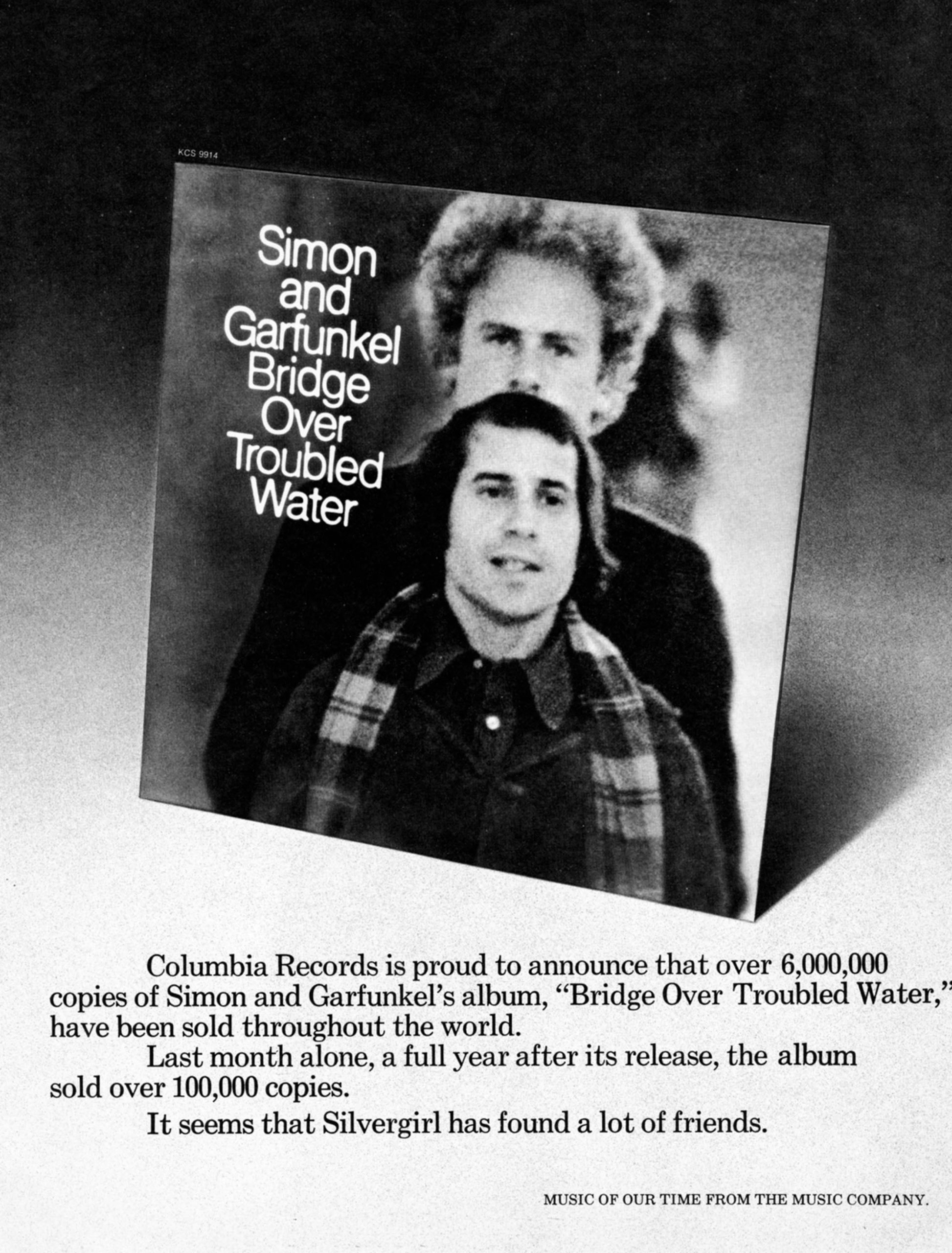 Advertisement for Simon & Garfunkel’s album Bridge Over Troubled Water.