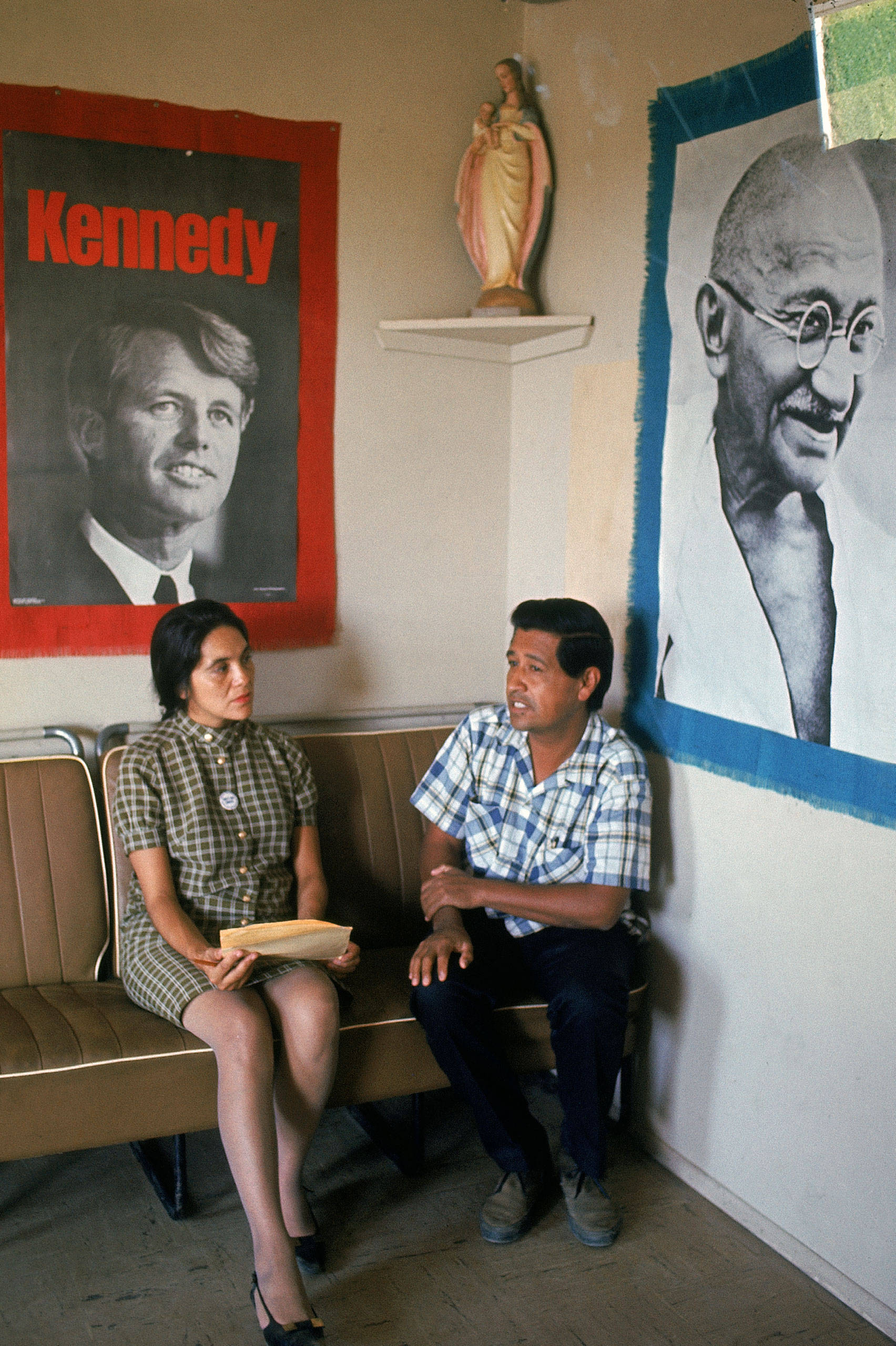 United Farm Workers leader Cesar Chavez with VP Dolores Heurta during the grape pickers' strike, 1968.