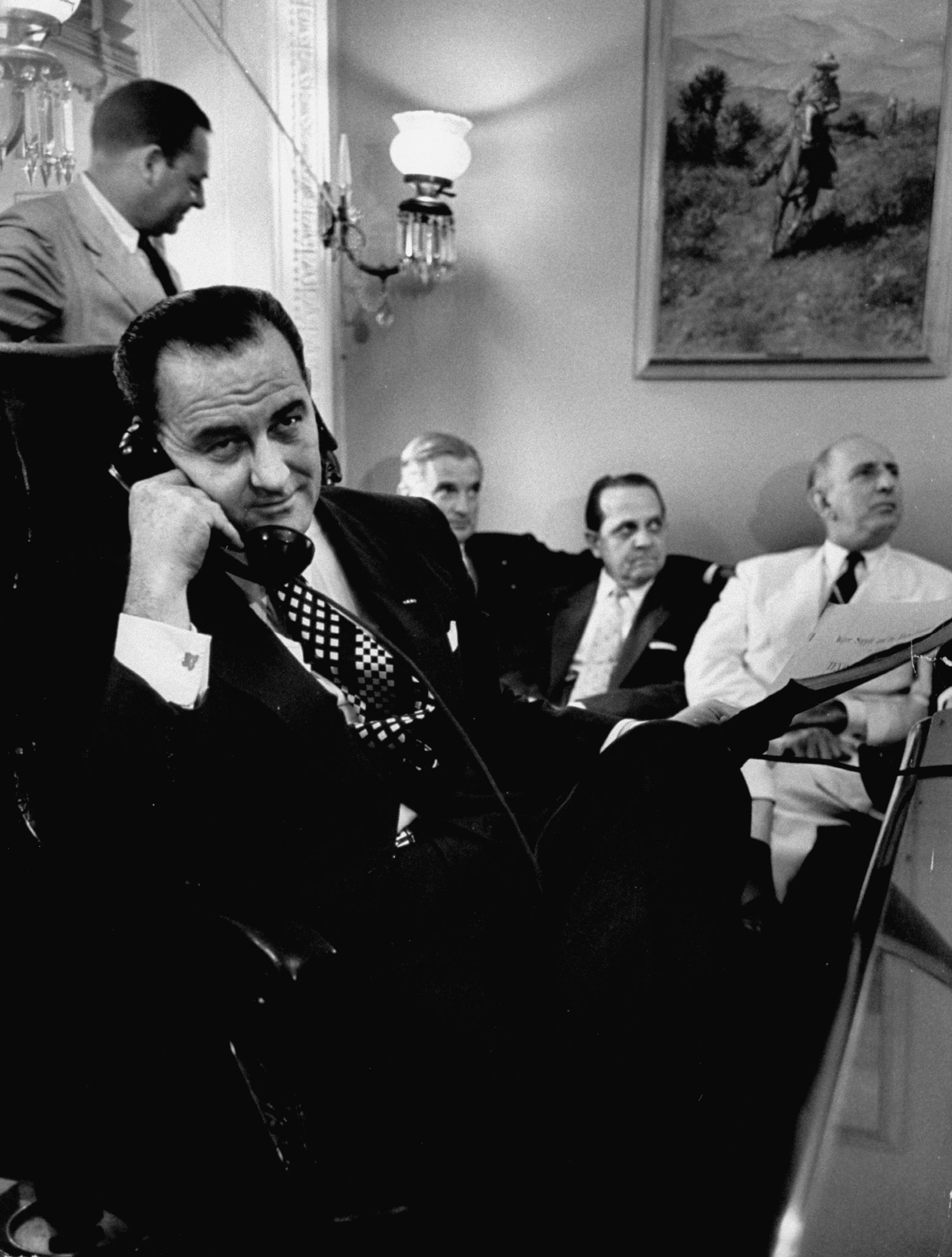 Lyndon Johnson on the phone, 1953.