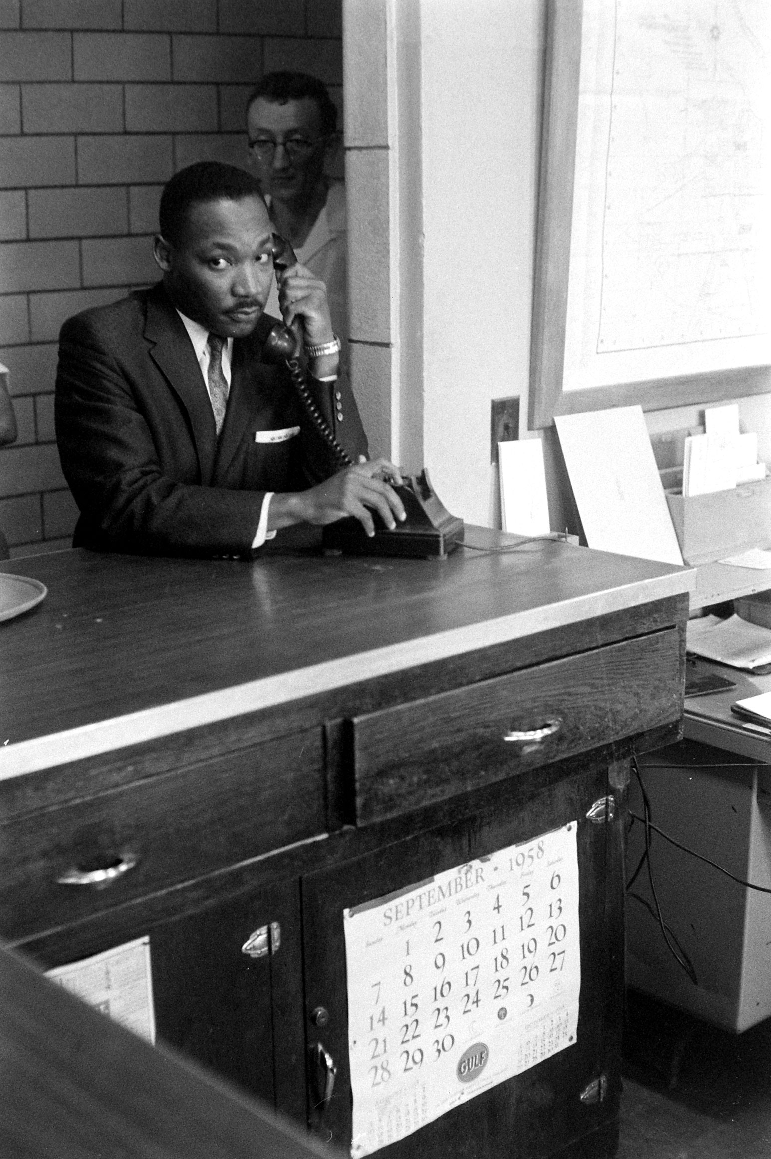 Martin Luther King on the phone, 1958.