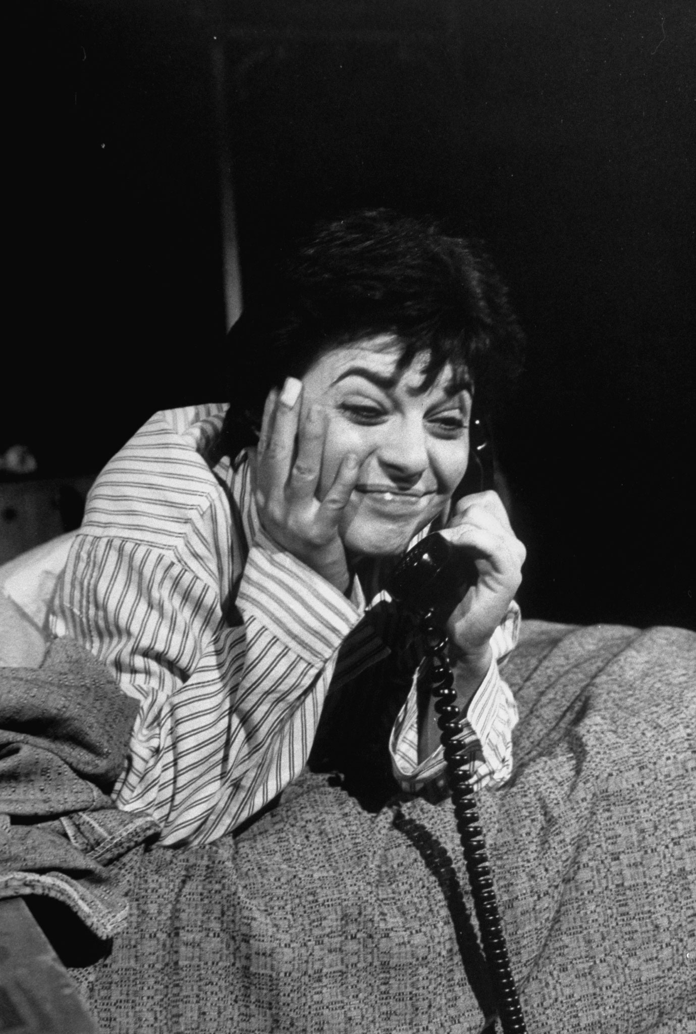 Anne Bancroft on the phone, 1958.
