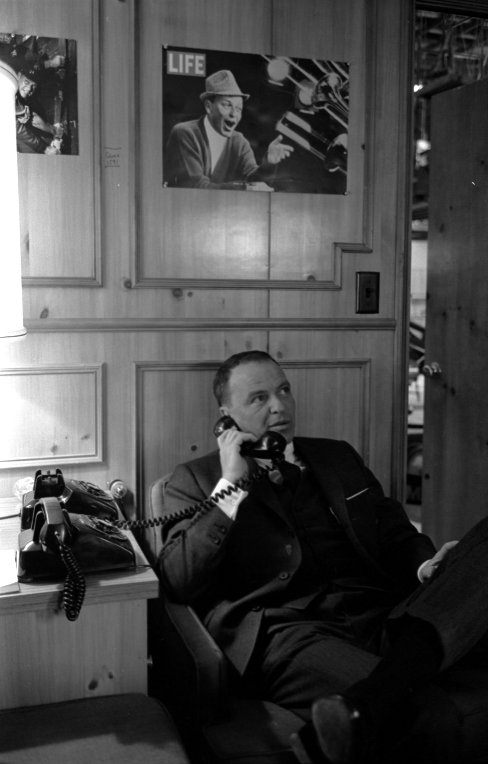 Frank Sinatra on the phone, 1965.