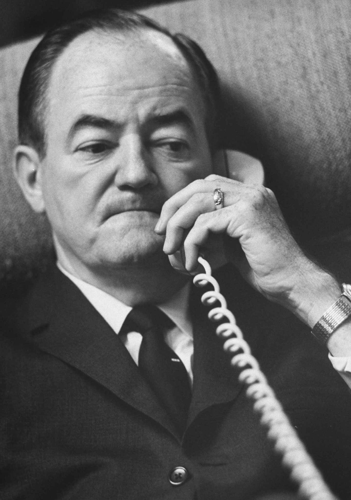 Hubert M. Humphrey on the phone, 1965.
