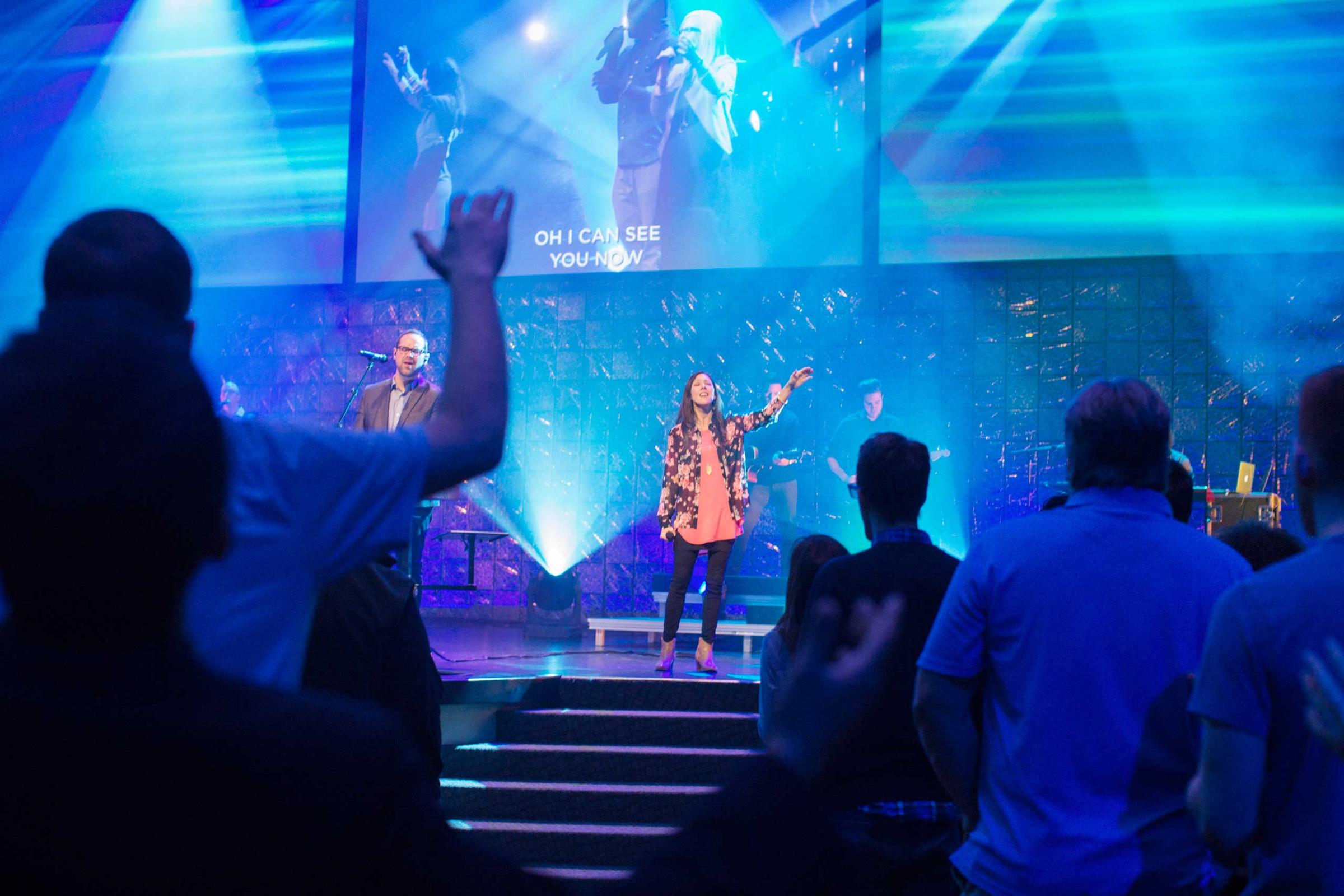 Worship time at Church of the Highlands, a rapidly growing mega-church, in Birmingham, Ala. on March 22, 2015.