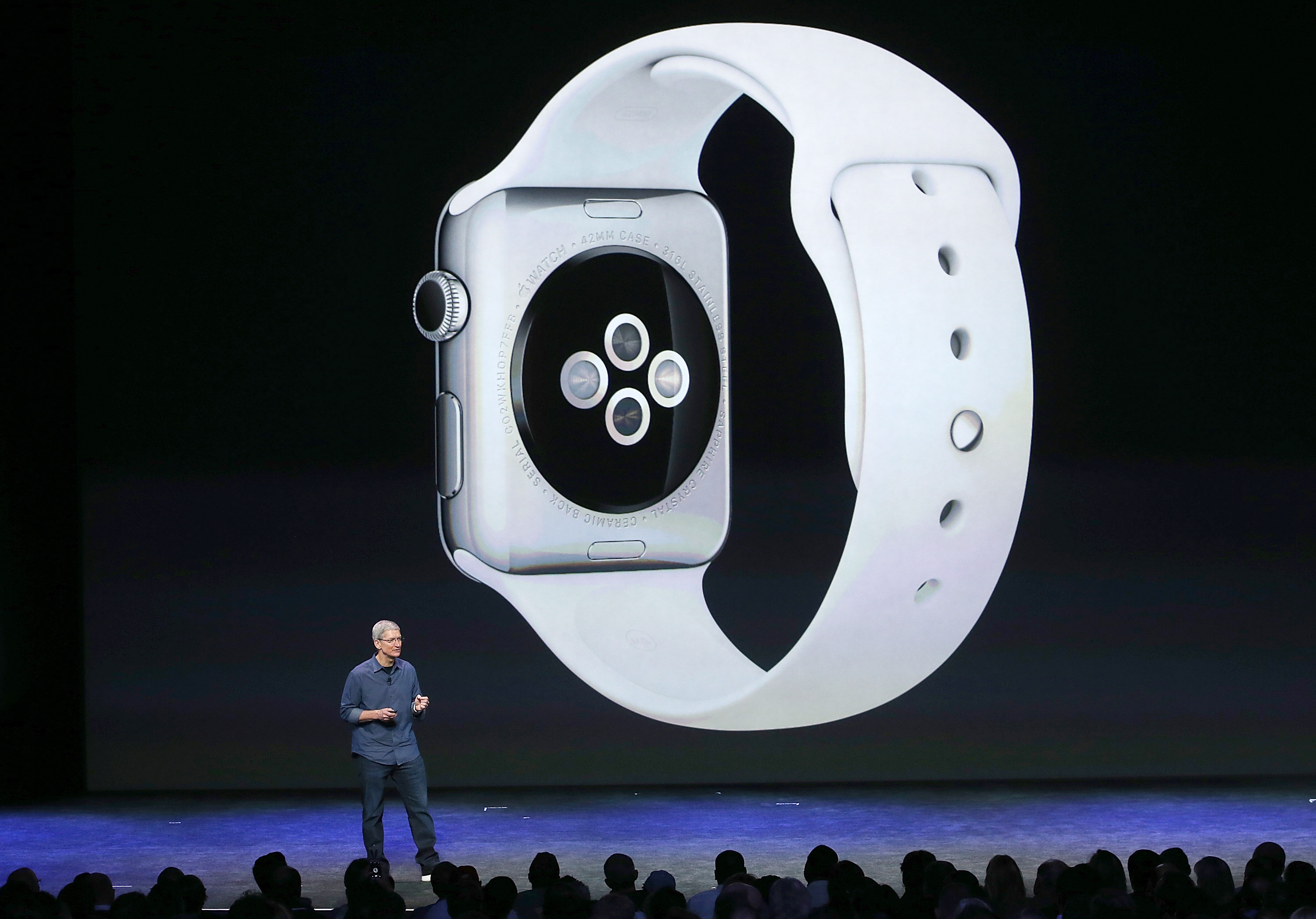 Apple CEO Tim Cook speaks about the new Apple Watch during an Apple special event at the Flint Center for the Performing Arts on September 9, 2014 in Cupertino, California. (Justin Sullivan&mdash;Getty Images)