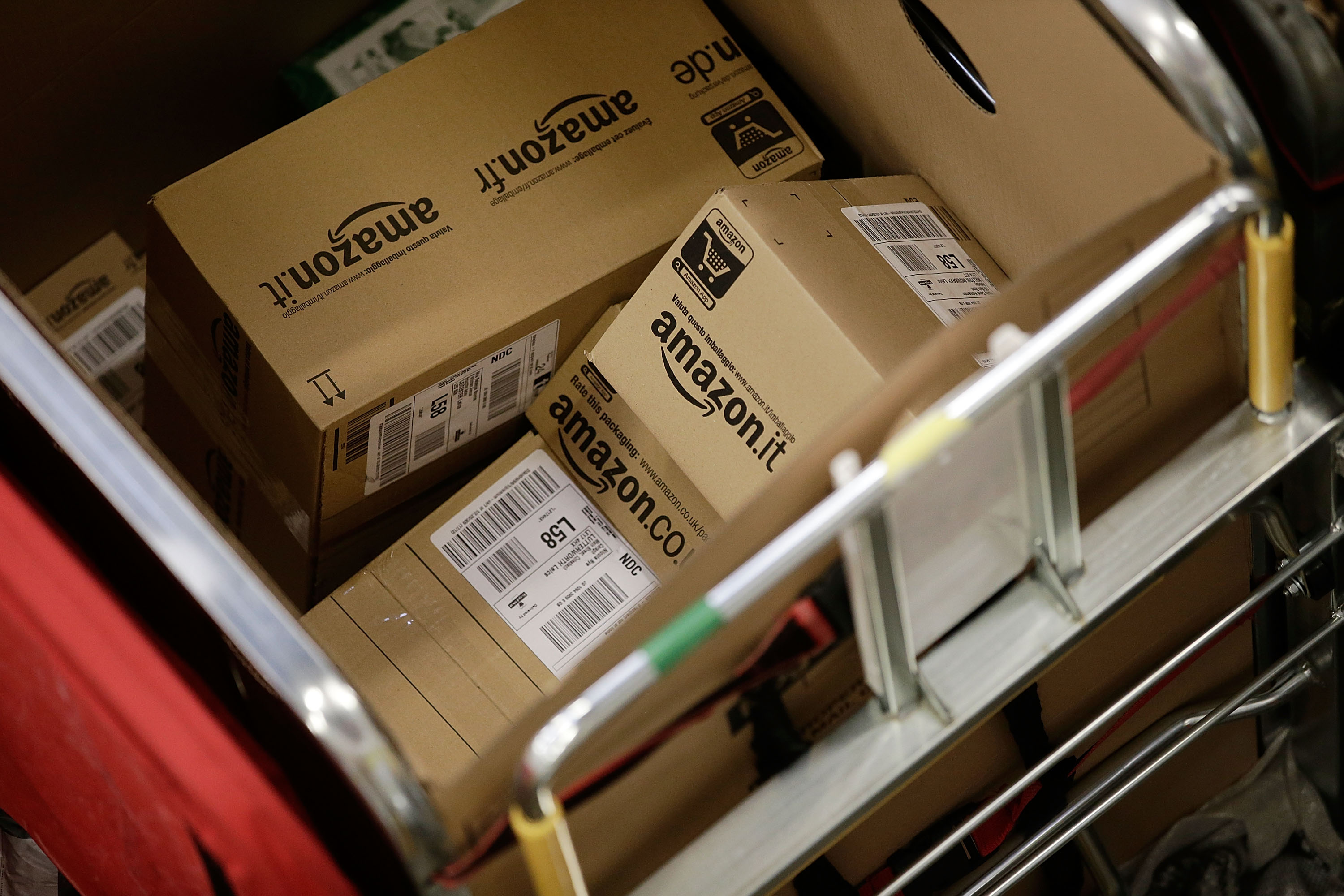 Amazon shipments in the packet and parcel section of the Royal Mail's Swan Valley mail centre on December 18, 2013 in Northampton, England. (Matthew Lloyd&mdash;Getty Images)