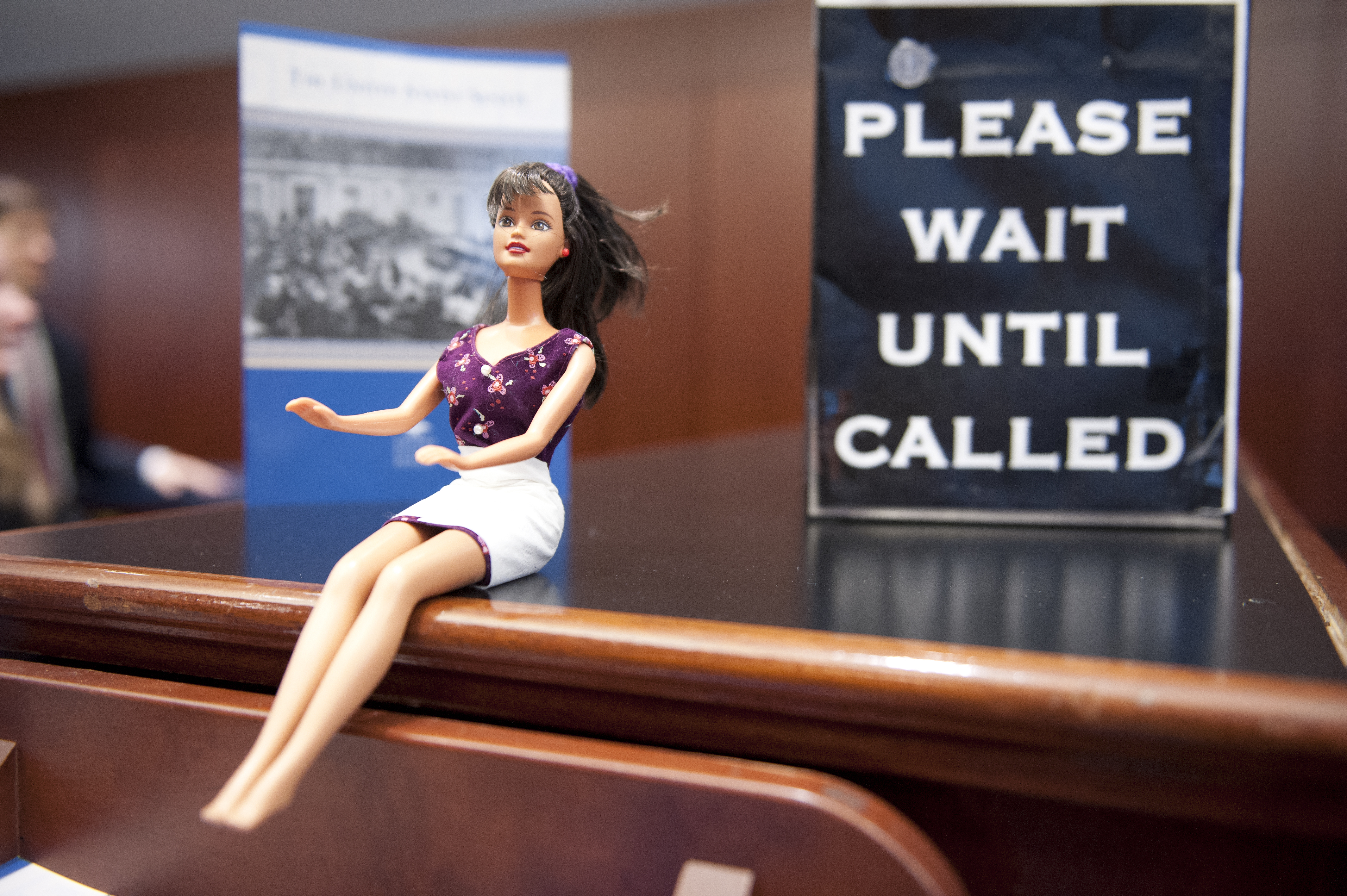 Check In Barbie greets visitors to the Senate Gallery Check In in the Capitol Visitors Center of the U.S. Capitol on January 15, 2014. (Douglas Graham&mdash;CQ-Roll Call,Inc.)