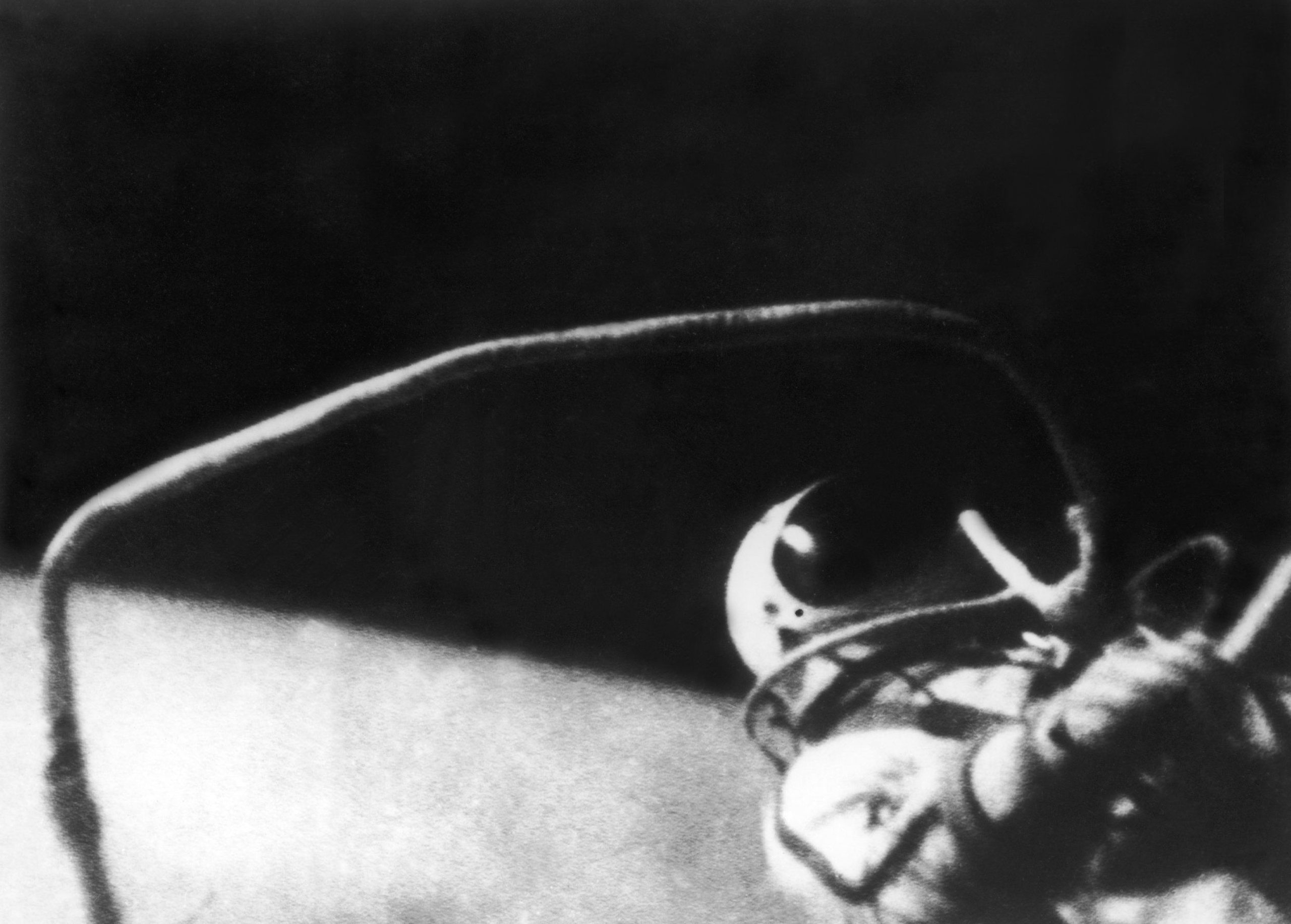 The astonaut Alexei Leonov floating in space during his first spacewalk on March 18, 1965. (Keystone-France/Gamma-Keystone/Getty Images)