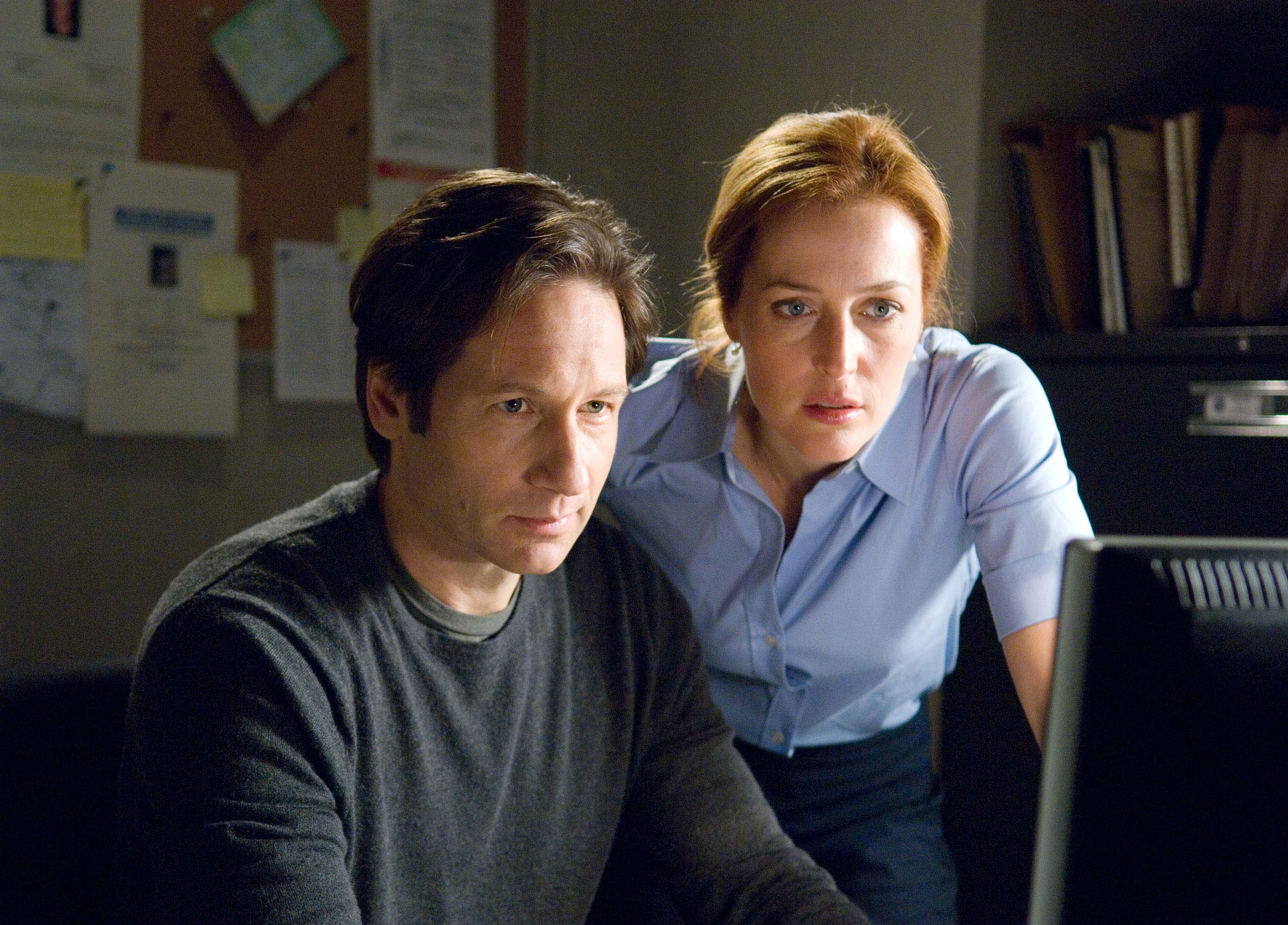 David Duchovny (L) and Gillian Anderson (R) are shown in a scene from, "The X-Files: I Want to Believe."