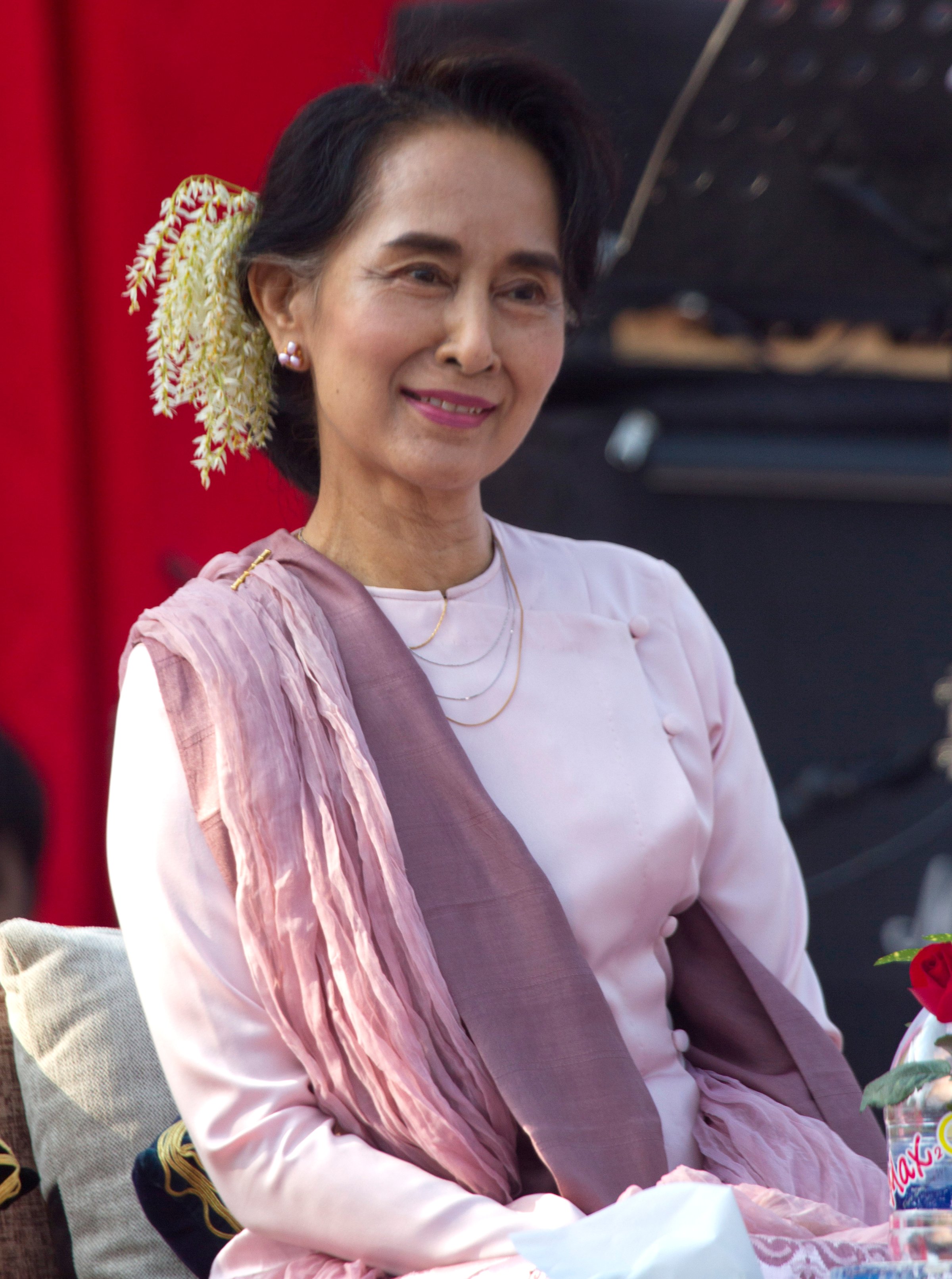Aung San Suu Kyi attends an event in Yangon, Myanmar on Jan. 10, 2015.