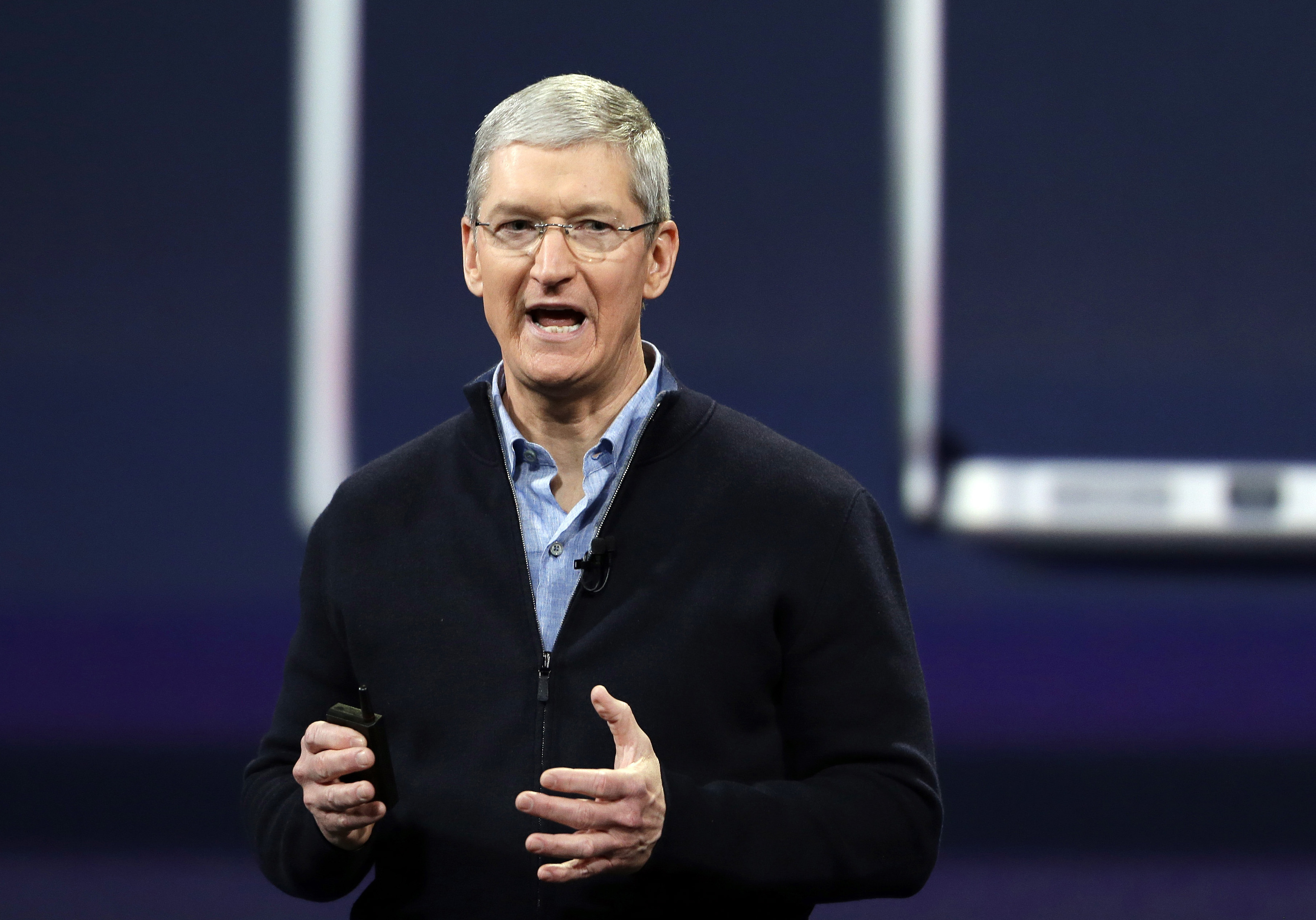Apple CEO Tim Cook speaks in San Francisco on March 9, 2015 (Eric Risberg—AP)
