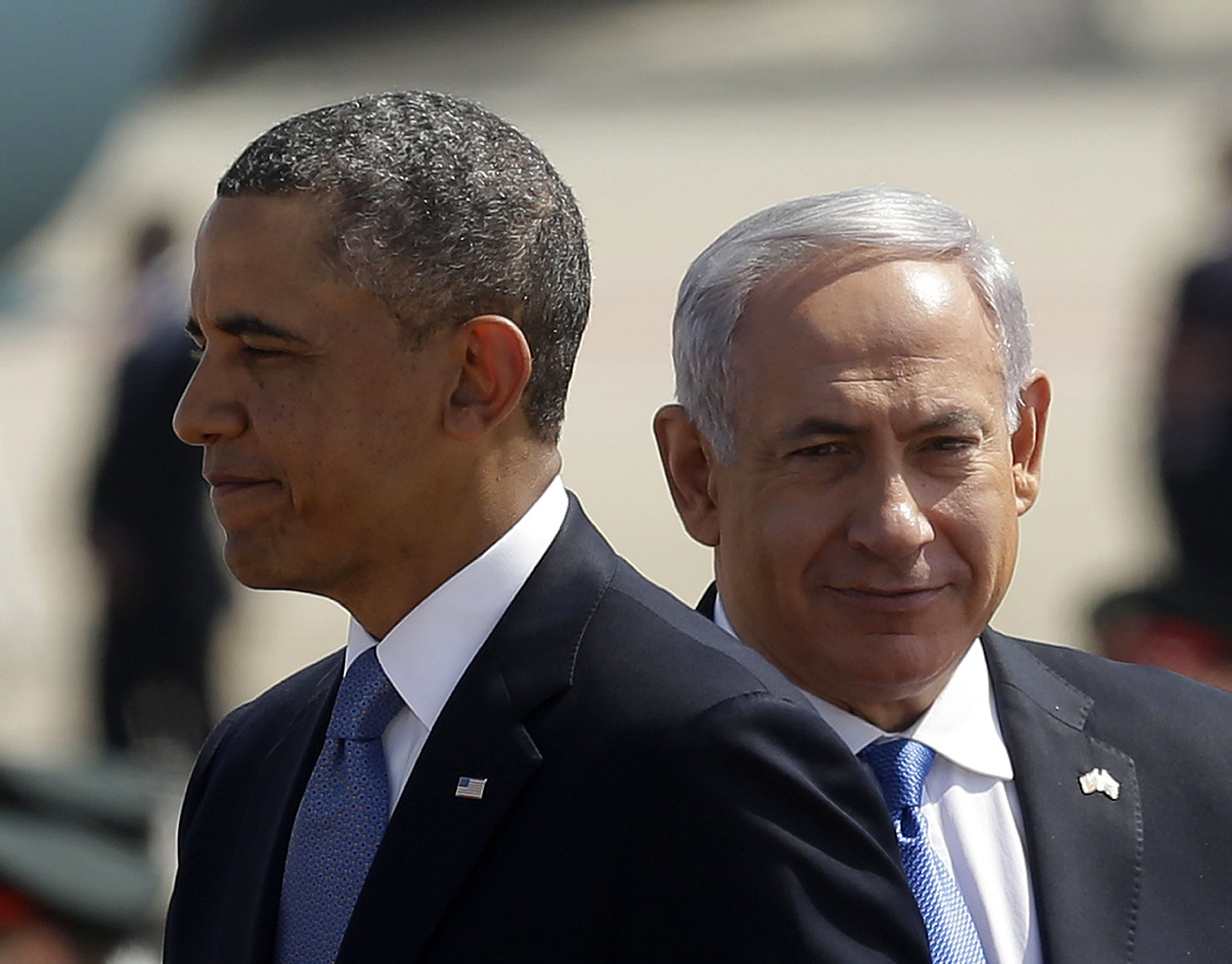 President Barack Obama (L) with Israeli Prime Minister Benjamin Netanyahu (R) in Tel Aviv, Israel on March 20, 2013.