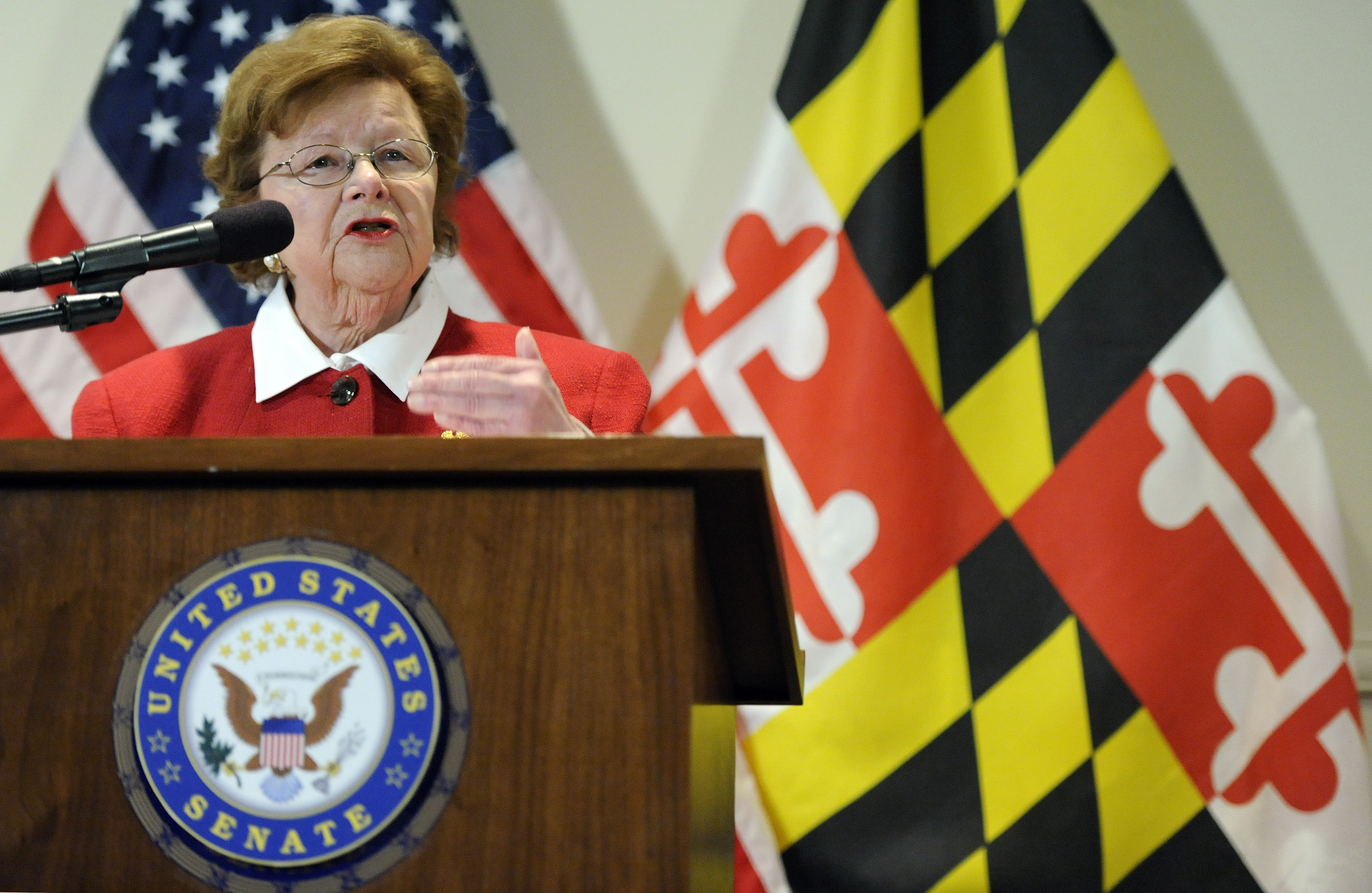 Sen. Barbara Mikulski, D-Md., the longest-serving woman in the history of Congress, speaks during a news conference announcing her retirement after her current term, in the Fells Point section of Baltimore on March 2, 2015. (Steve Ruark—AP)