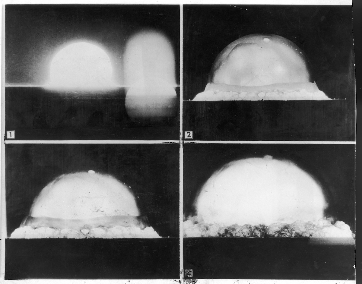 Photos recorded by U.S. Army automatic motion picture camera six miles distant when an atomic bomb was exploded at Alamo-Gordo in 1945 (US Army / The LIFE Picture Collection / Getty)