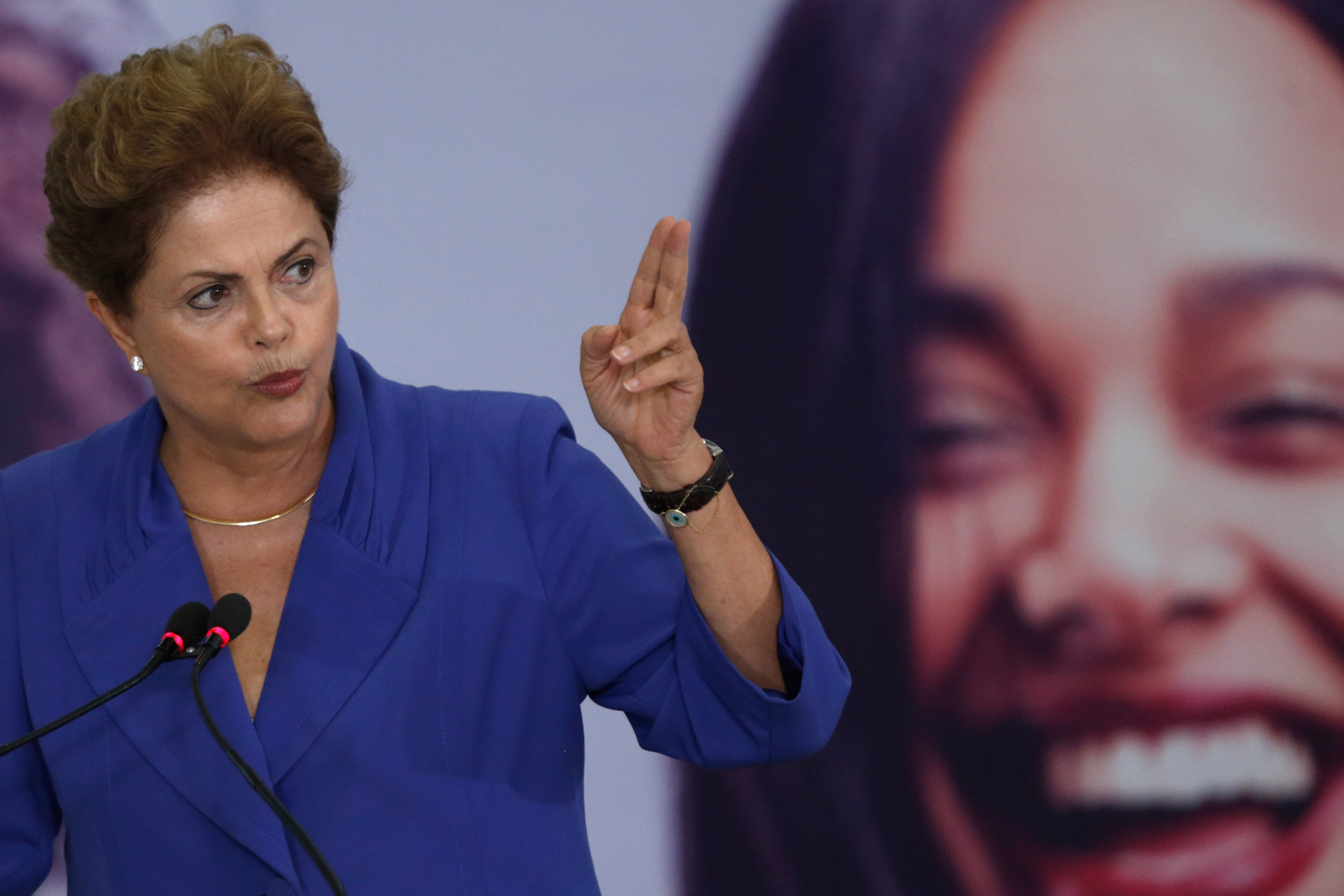 Brazil's President Dilma Rousseff speaks during a signing ceremony for a harsher law against femicide, at the Planalto Presidential Palace in Brasilia, Brazil, March 9, 2015. (Eraldo Peres&amp;mdash;AP)