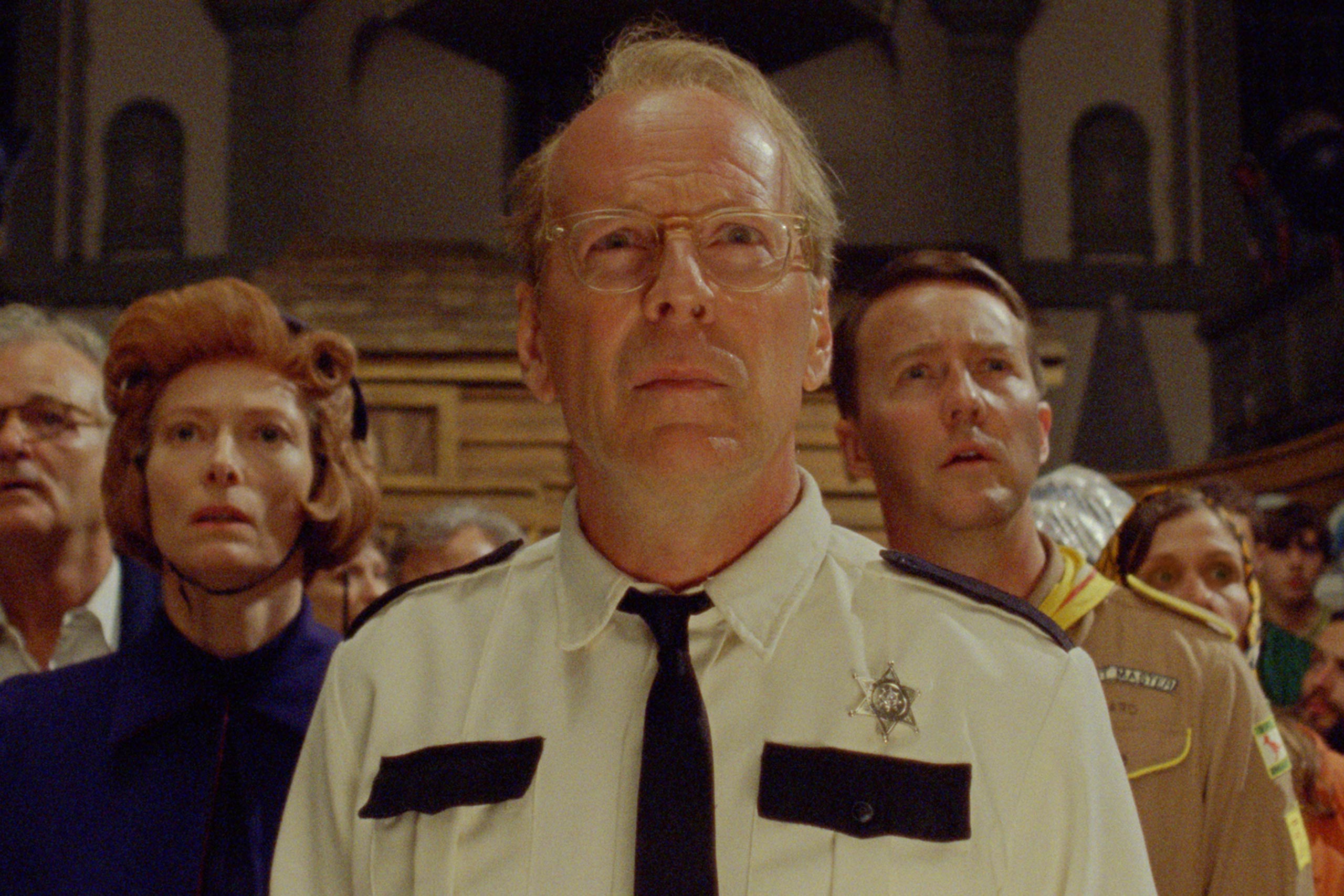 Bruce Willis as Captain Sharp in Moonrise Kingdom, 2012.