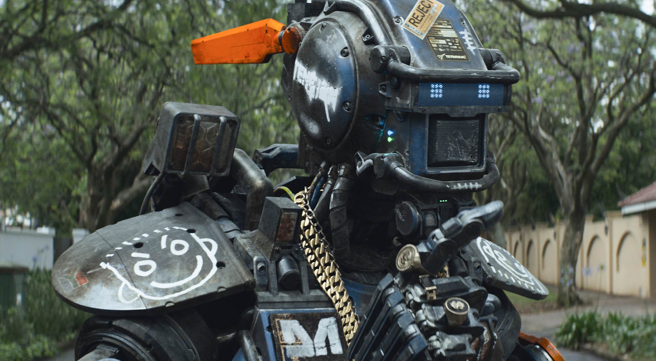 Sharlto Copley plays the voice of Chappie in <i>Chappie</i> (Columbia)