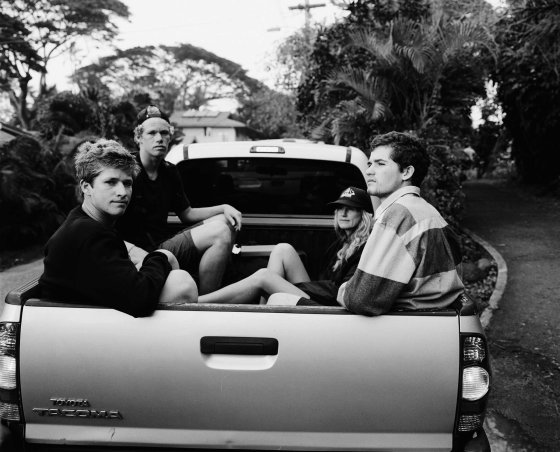 The Florences.  (From left to Right)  Nathan, John John, Alex (mother)  and Ivan. Oahu, Hawaii