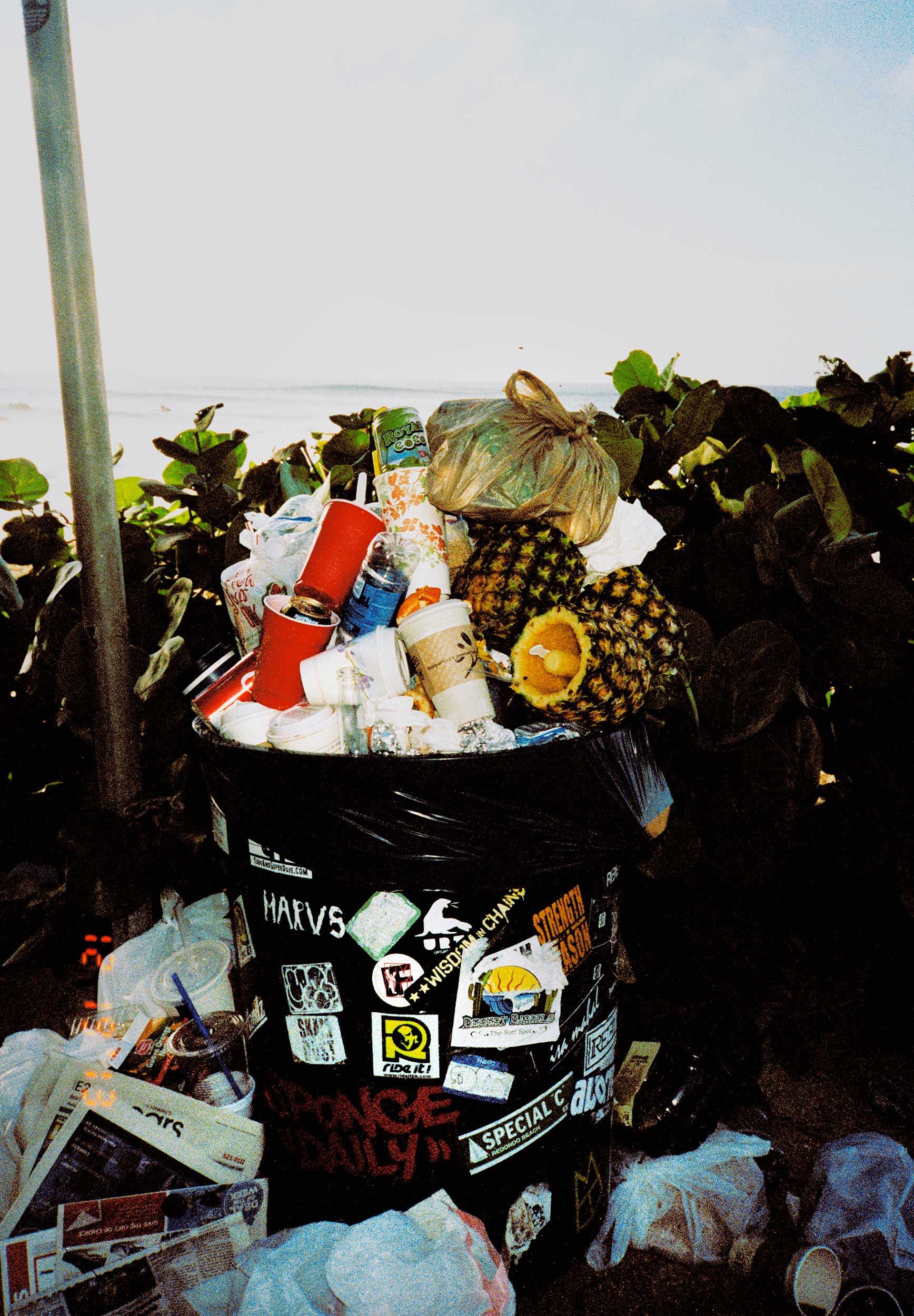 Trash can on Oahu’s North Shore. Hawaii